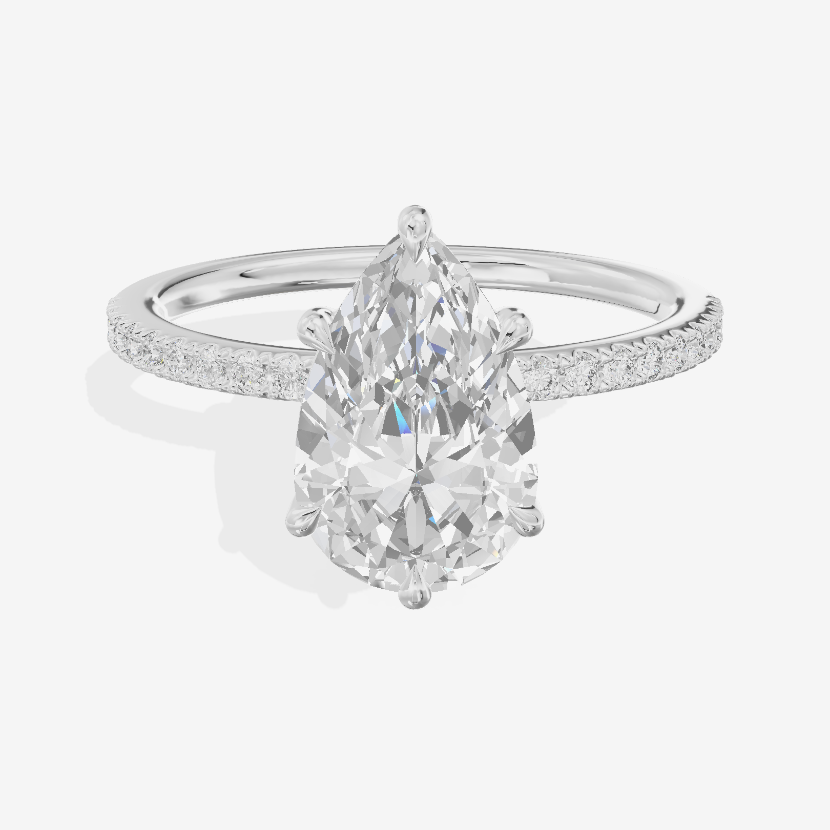 Tender Vowsae Pear Engagement Ring with Side Stones (1/8 ct. tw.) in Platinum