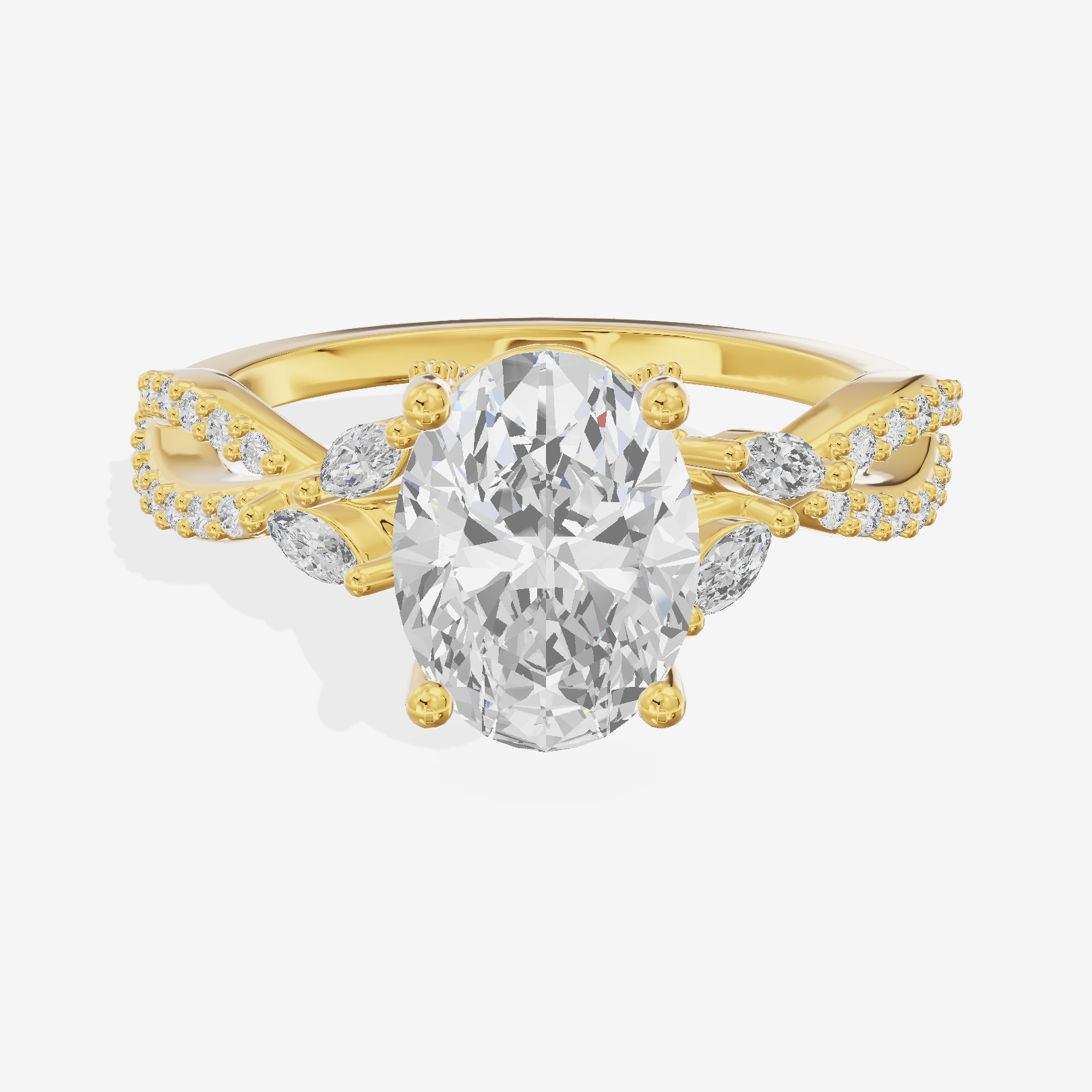 Luxe Heartline 1.5mm Oval Engagement Ring with Side Stones (1/3 ct. tw.) in 14K Yellow Gold