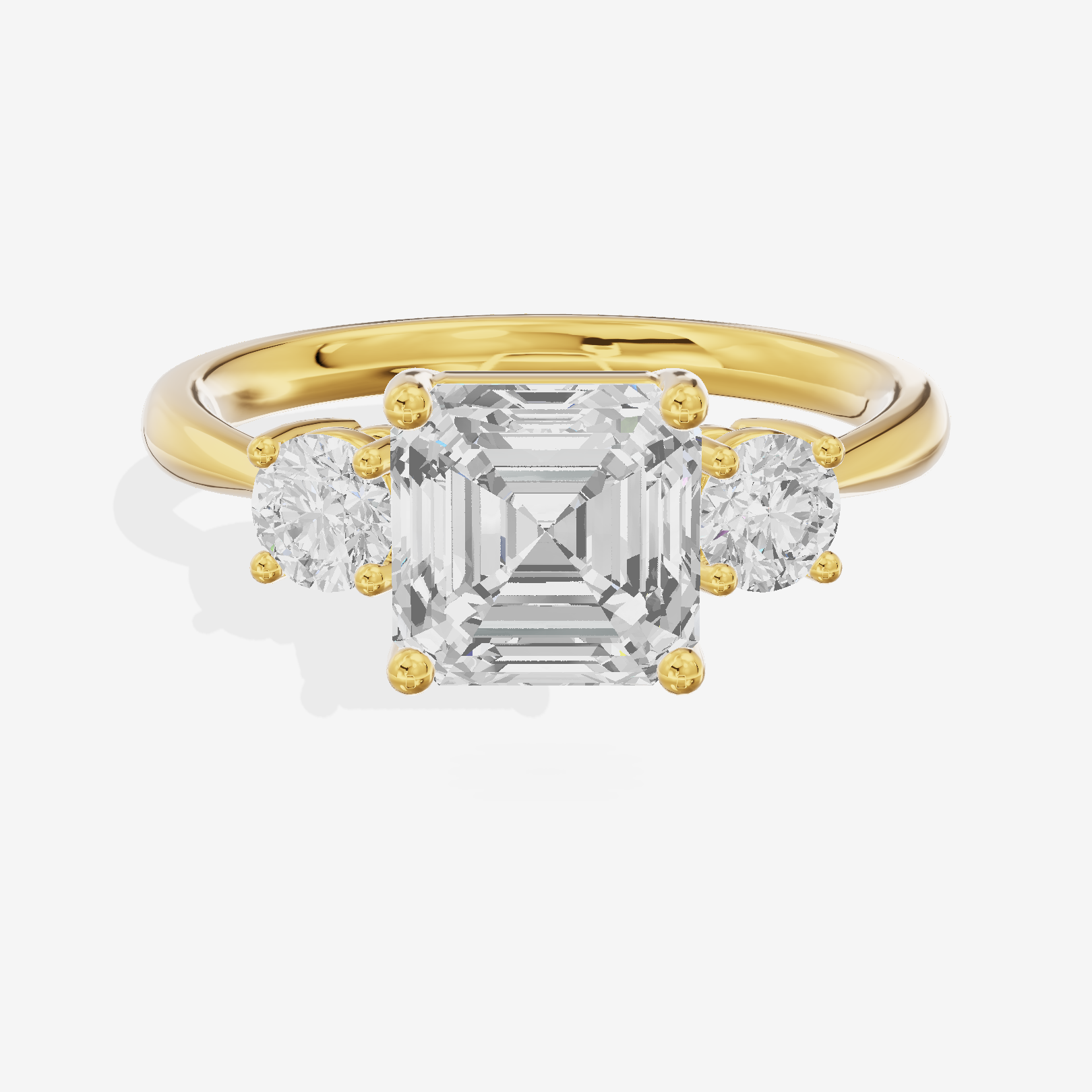 Petite Liviana 2mm Asscher Three Stone Engagement Ring (1/2 ct. tw.) in 18K Yellow Gold