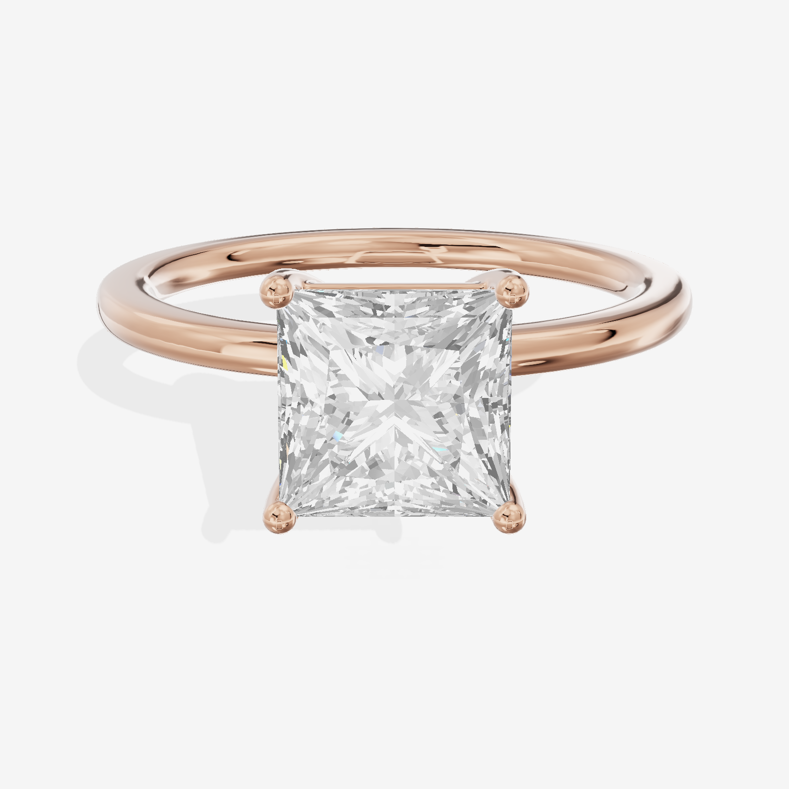 Eversince 1.4mm Princess Solitaire Engagement Ring in 18K Rose Gold