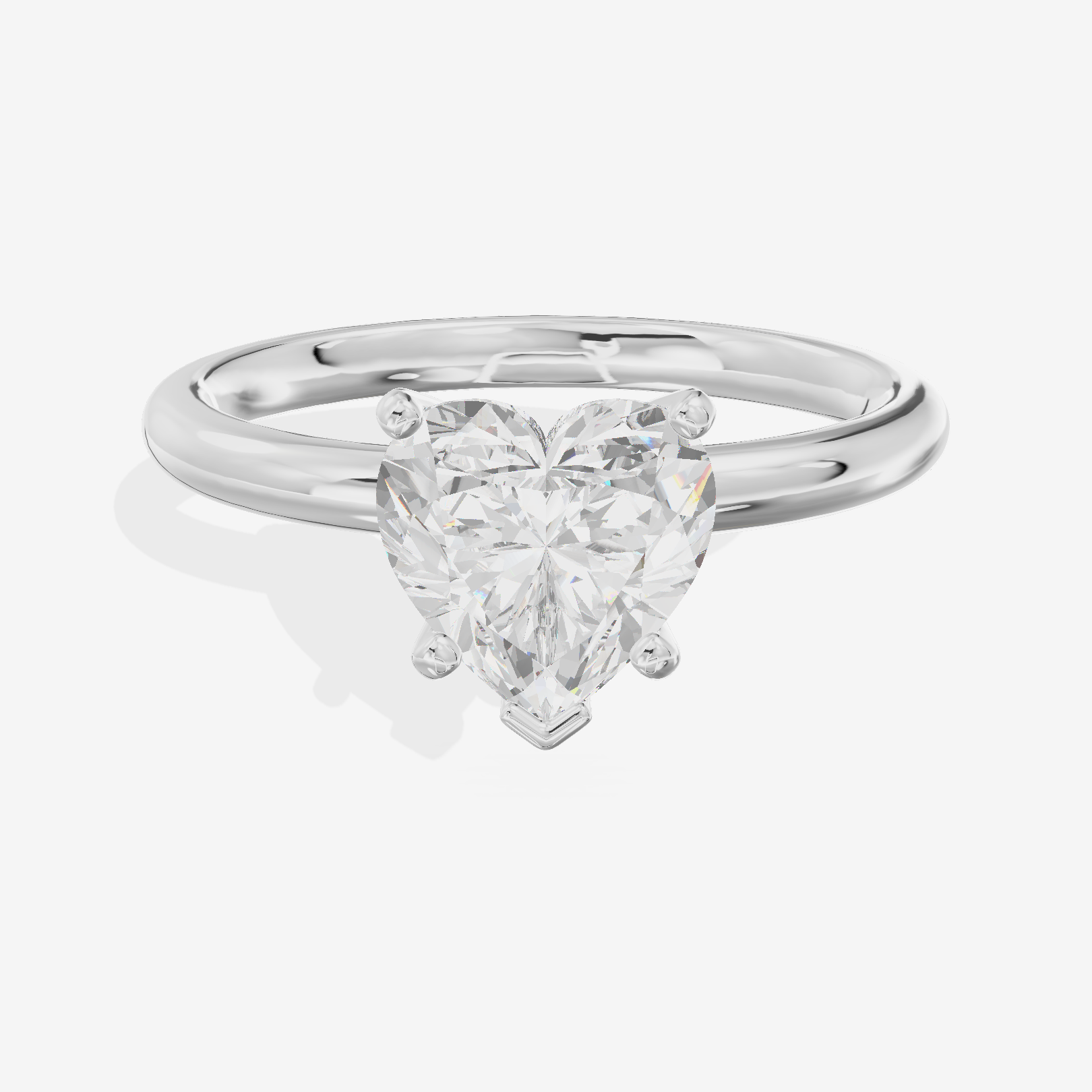 Classic Sincere 2mm Heart Six-Prong Engagement Ring in 18K White Gold