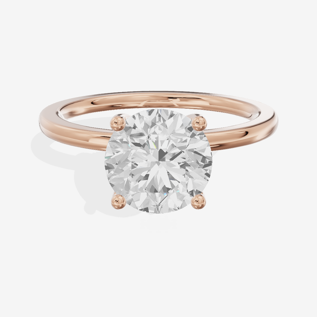 Vowsae Hidden Halo Round Engagement Ring (1/20 ct. tw.) in 14K Rose Gold