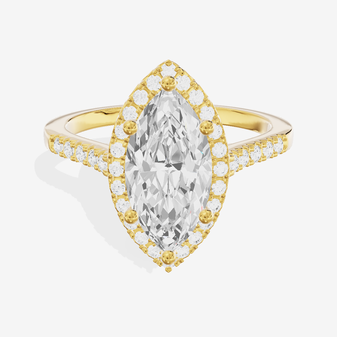 Lumera Halo Marquise Engagement Ring (1/5 ct. tw.) in 18K Yellow Gold