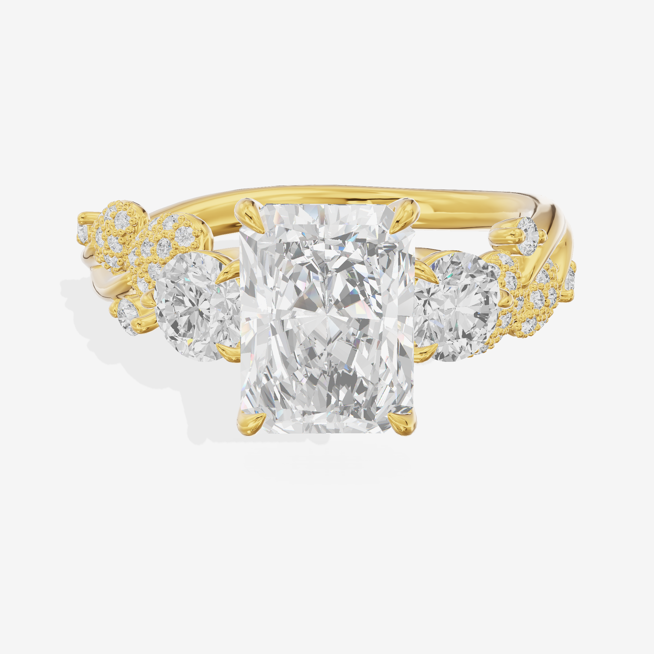 Classic Coeurine Three Stone Radiant Engagement Ring (3/5 ct. tw.) in 18K Yellow Gold
