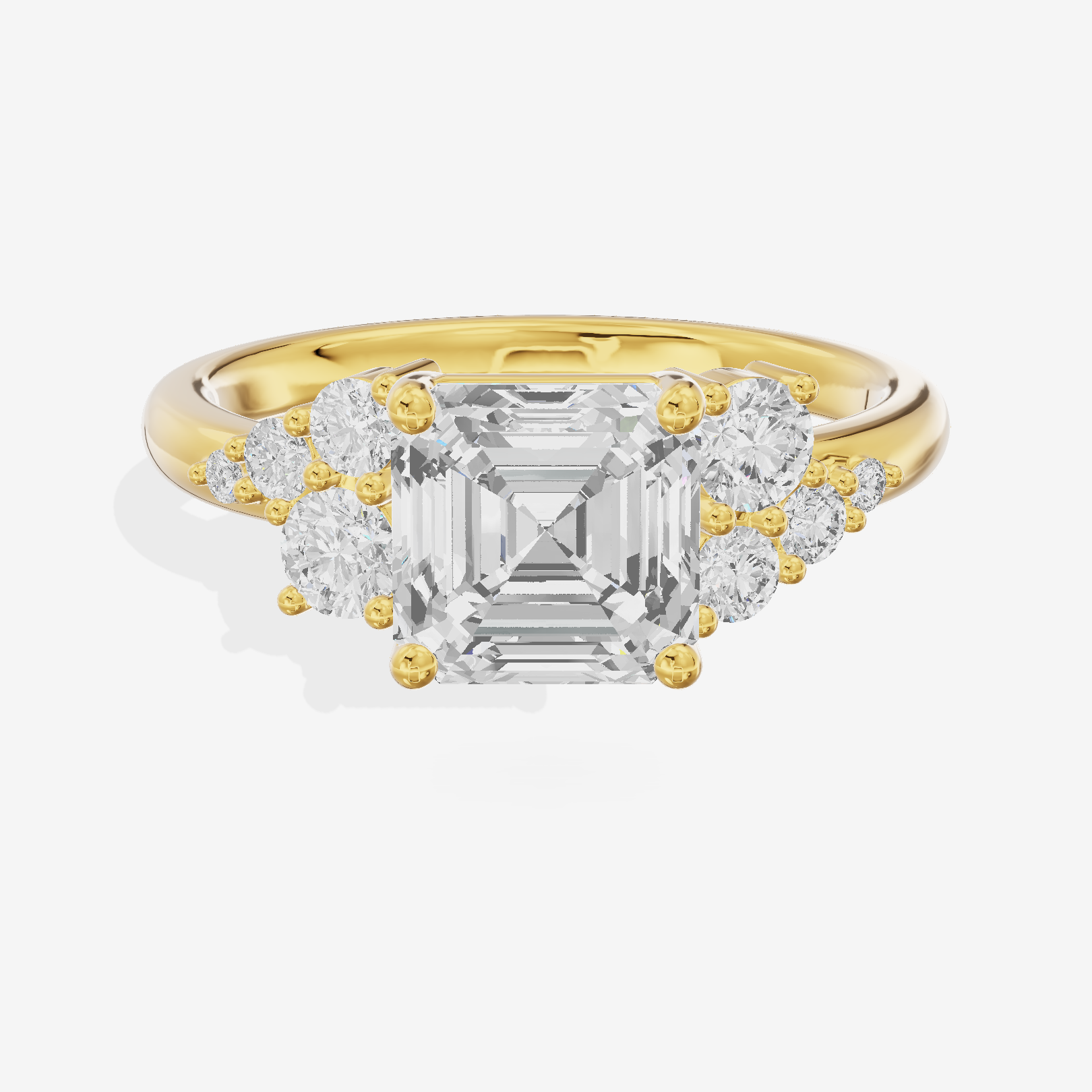 Modern Tender Asscher Engagement Ring with Side Stones (1/3 ct. tw.) in 14K Yellow Gold