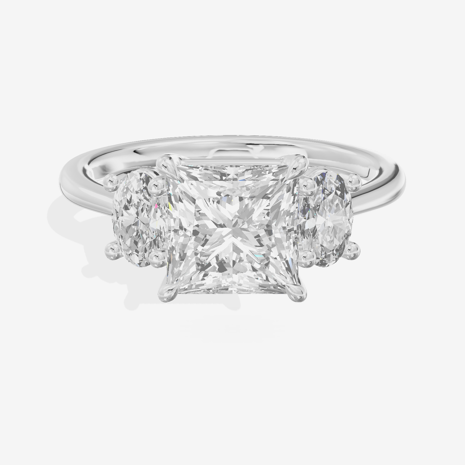 Modern Coeurine Three Stone Princess Engagement Ring (1/2 ct. tw.) in Platinum