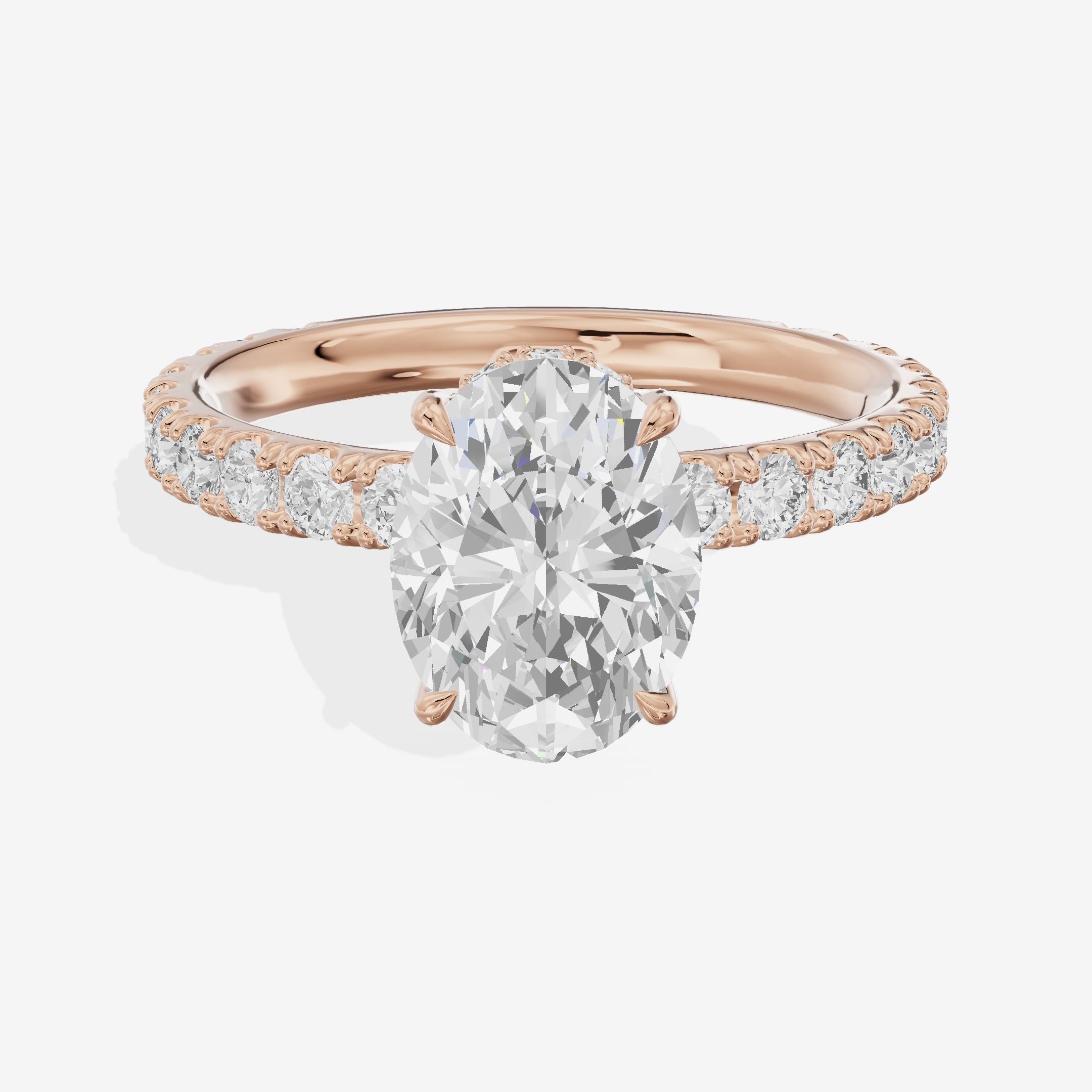 Grand Coeurine Oval Engagement Ring with Side Stones (3/5 ct. tw.) in 14K Rose Gold