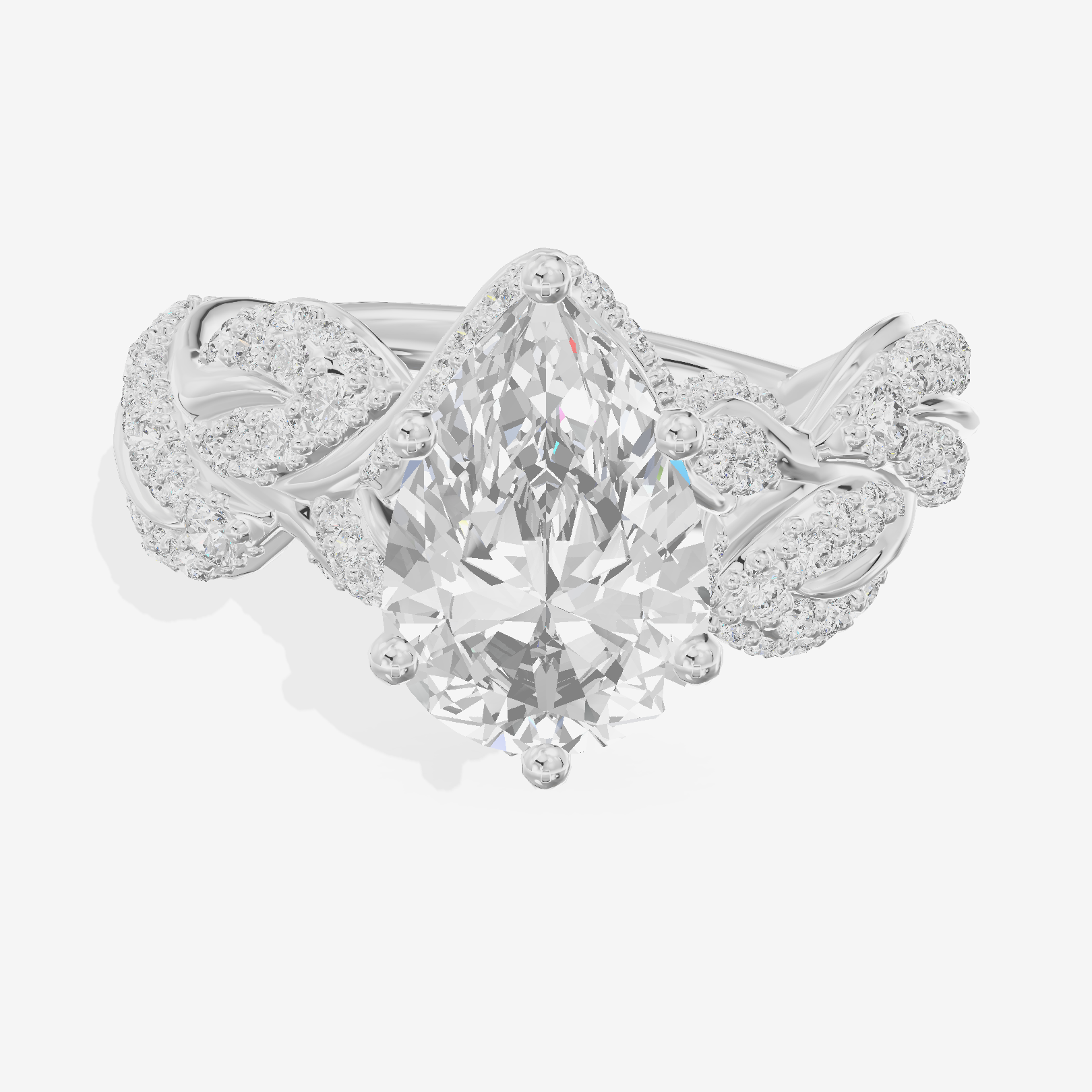 Luxe Eversince Pear Engagement Ring with Side Stones (1/2 ct. tw.) in Platinum