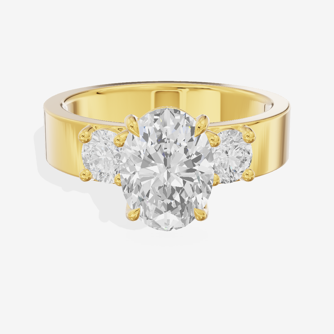 Royal Vowsae Three Stone Oval Engagement Ring (1/2 ct. tw.) in 18K Yellow Gold
