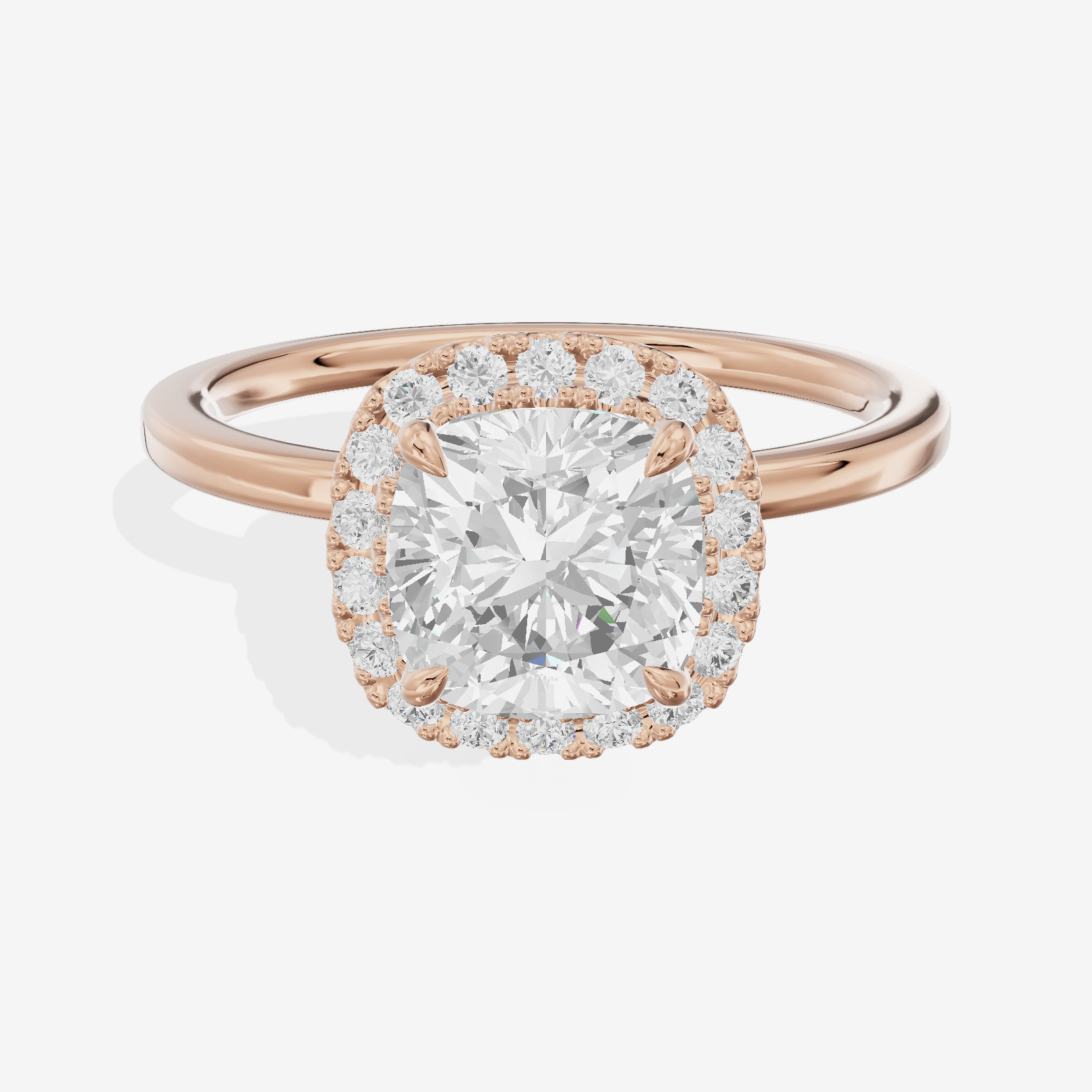 Lumina Halo Ring Cushion Engagement Ring (1/4 ct. tw.) in 14K Rose Gold