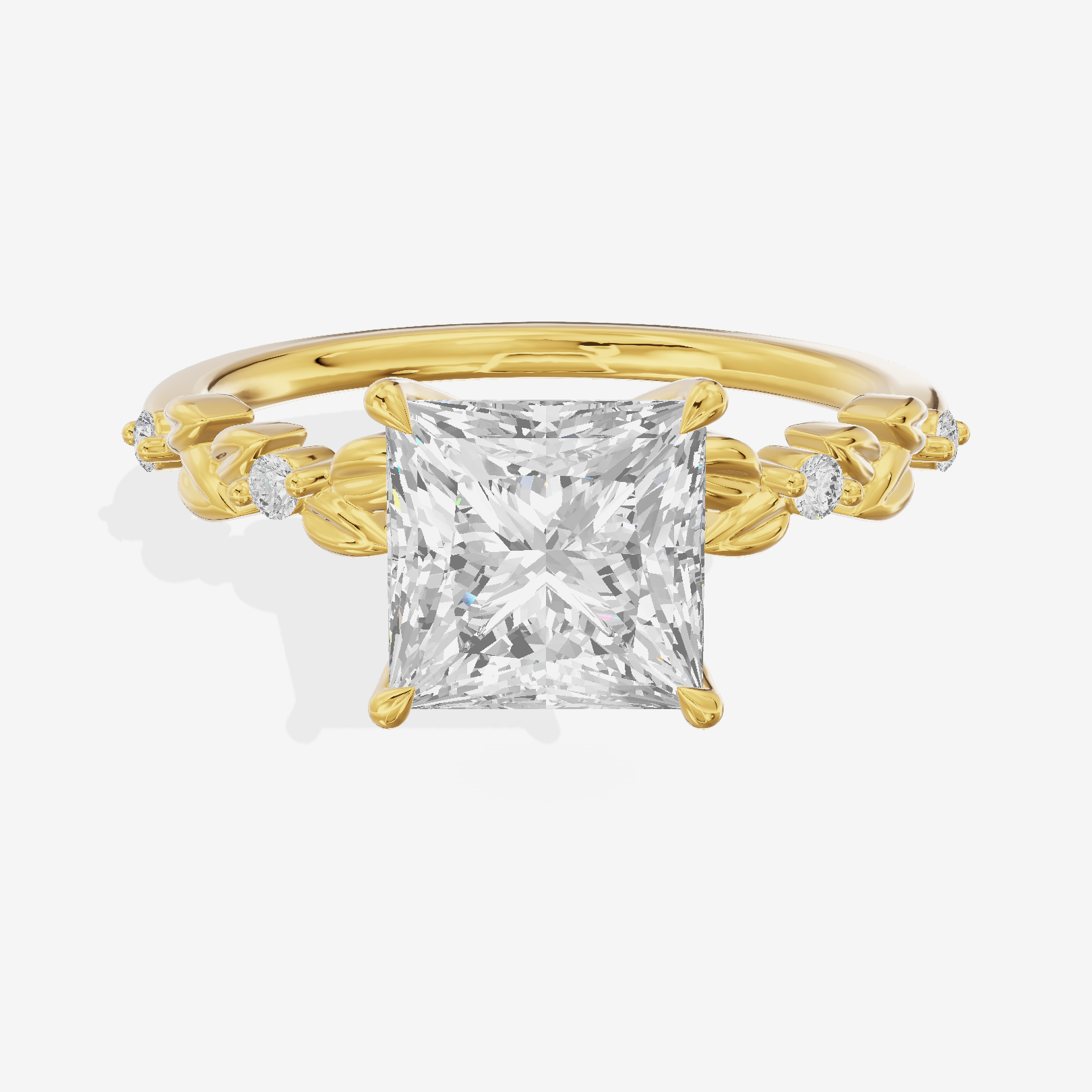 Tender Promezza Princess Engagement Ring with Side Stones (1/20 ct. tw.) in 18K Yellow Gold