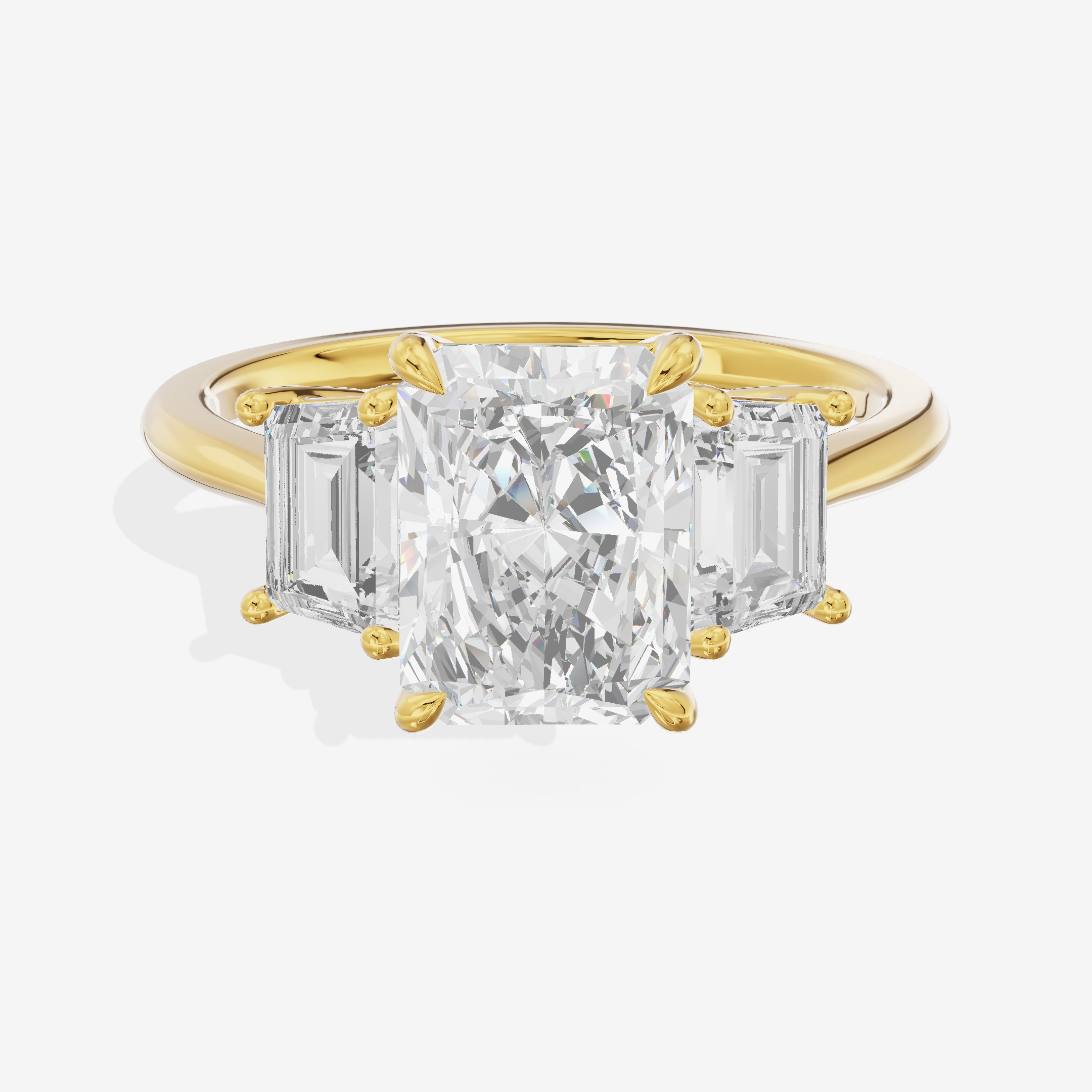 Luxe Promezza Three Stone Radiant Engagement Ring (3/5 ct. tw.) in 18K Yellow Gold