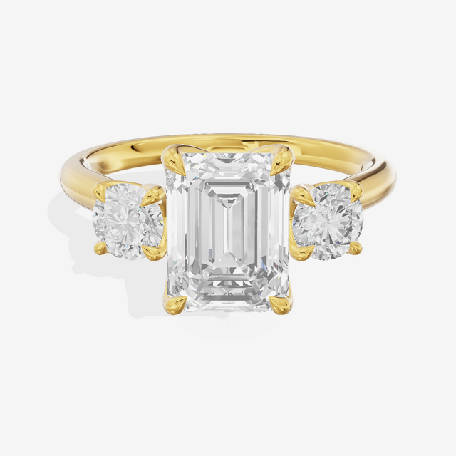 Eternal Sincere Three Stone Emerald Engagement Ring (1/2 ct. tw.) in 18K Yellow Gold