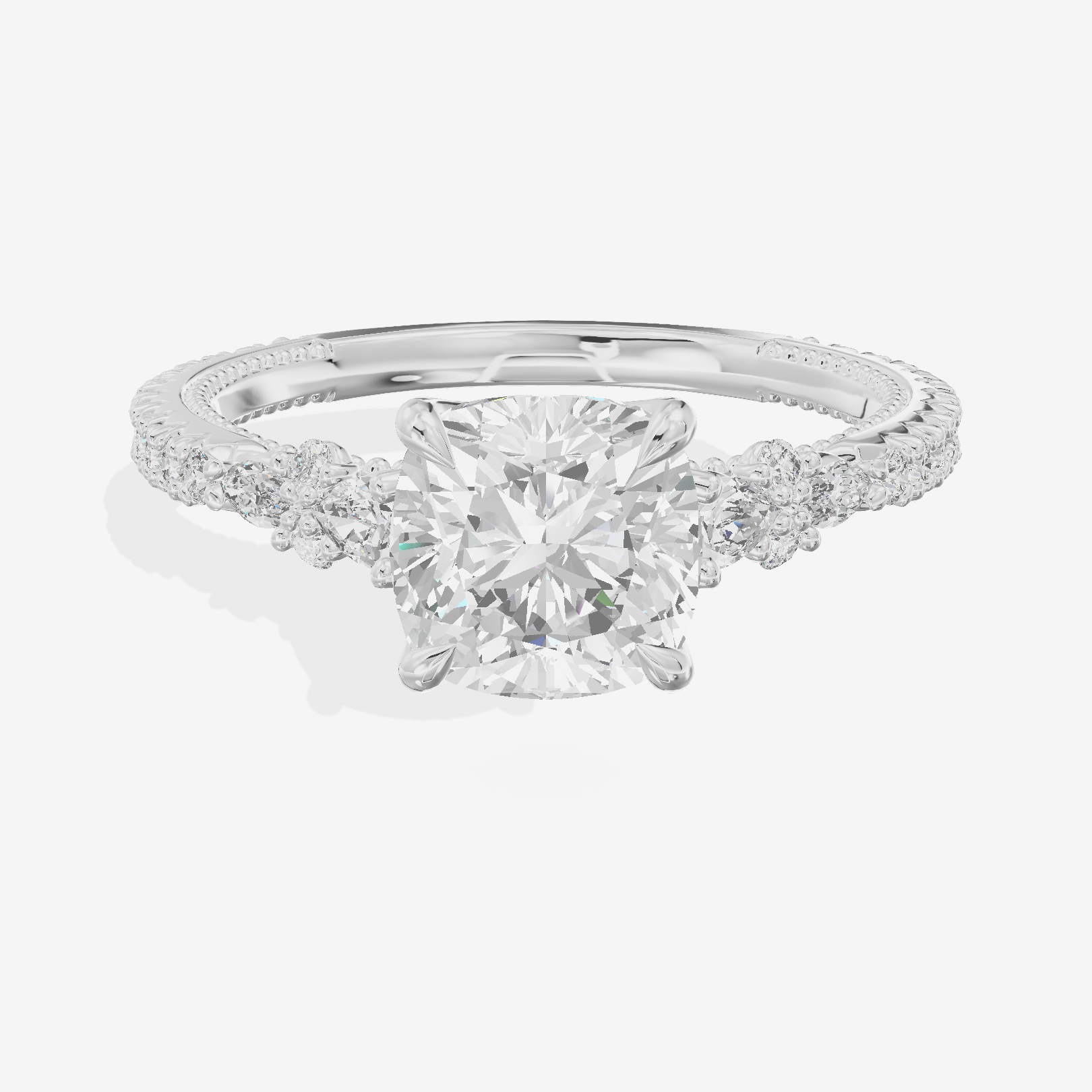 Trueheart Cushion Engagement Ring with Side Stones (2/5 ct. tw.) in 18K White Gold