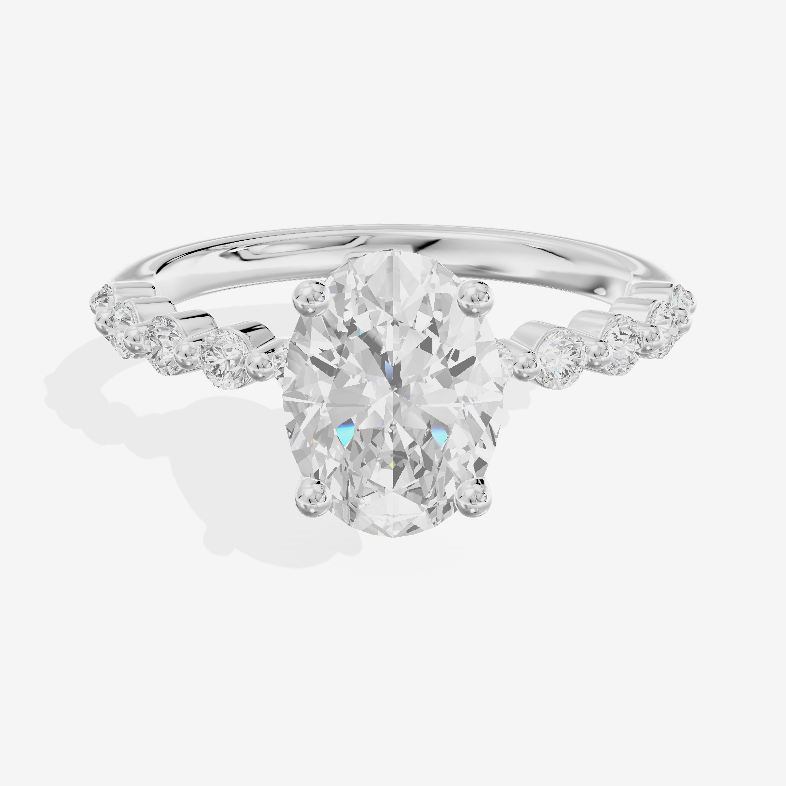 Lustrous Aimora 3mm Oval Solitaire Engagement Ring in Platinum