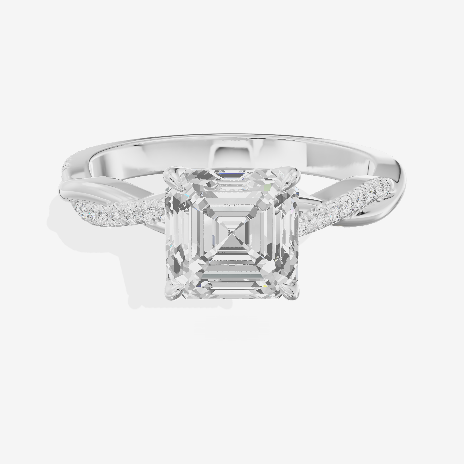 Petite Lumera Asscher Pavé Engagement Ring (1/8 ct. tw.) in Platinum