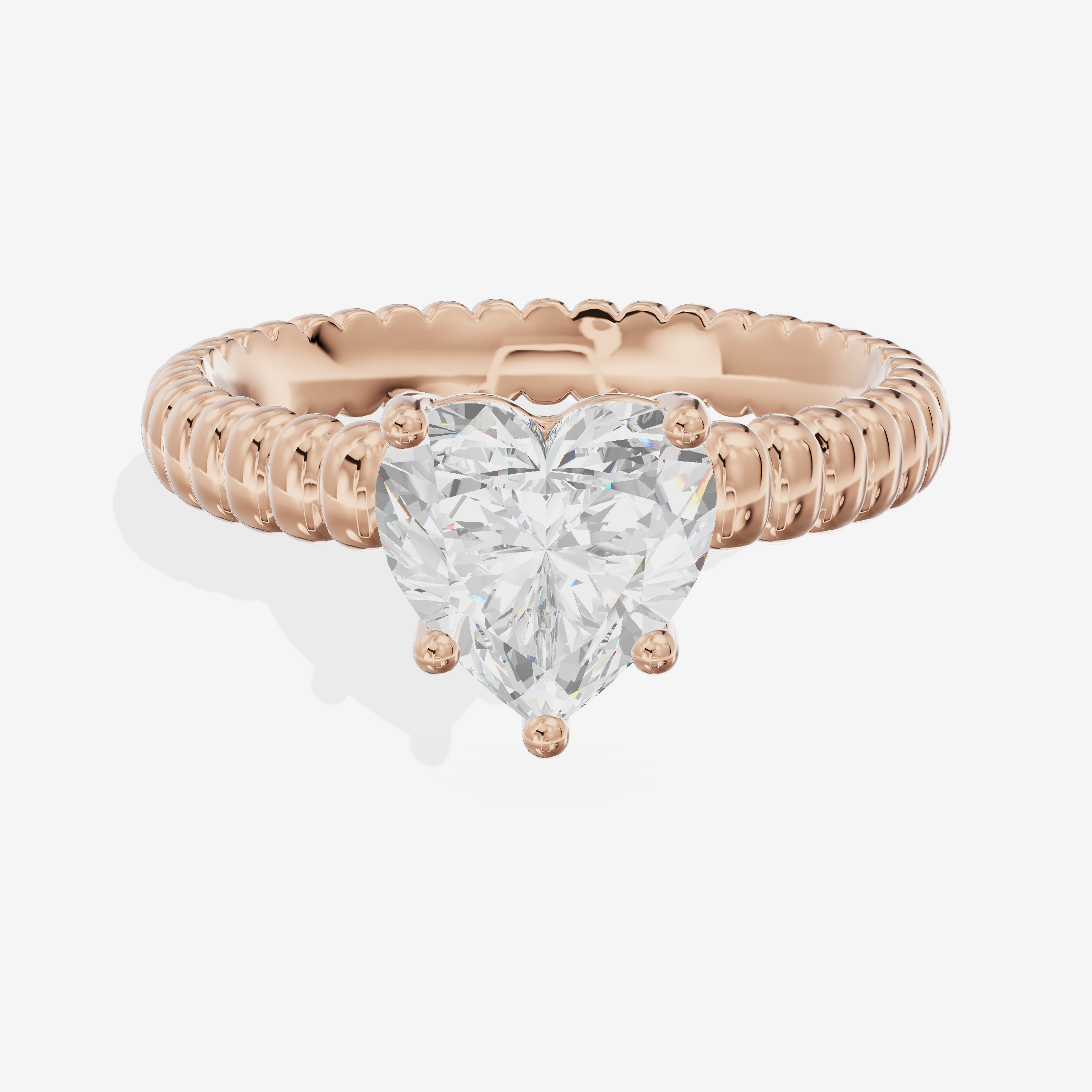 Lustrous Aimora 3mm Heart Solitaire Engagement Ring in 18K Rose Gold