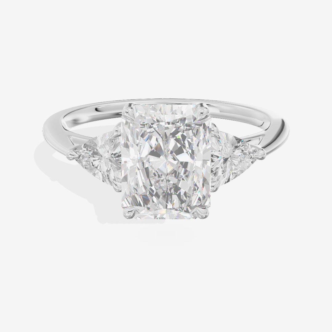 Luxe Coeurine Three Stone Radiant Engagement Ring (1/2 ct. tw.) in Platinum