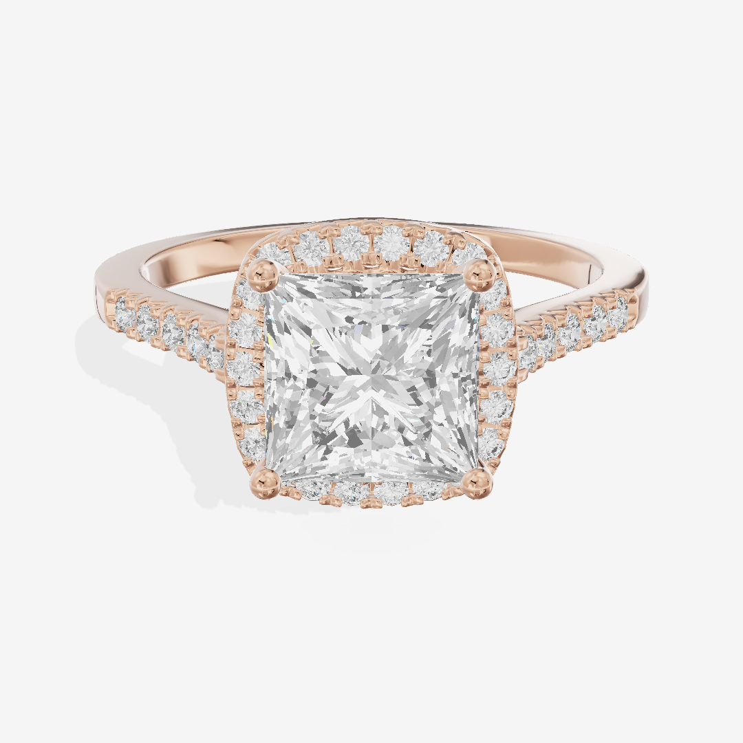 Lumera Halo Princess Engagement Ring (1/5 ct. tw.) in 14K Rose Gold