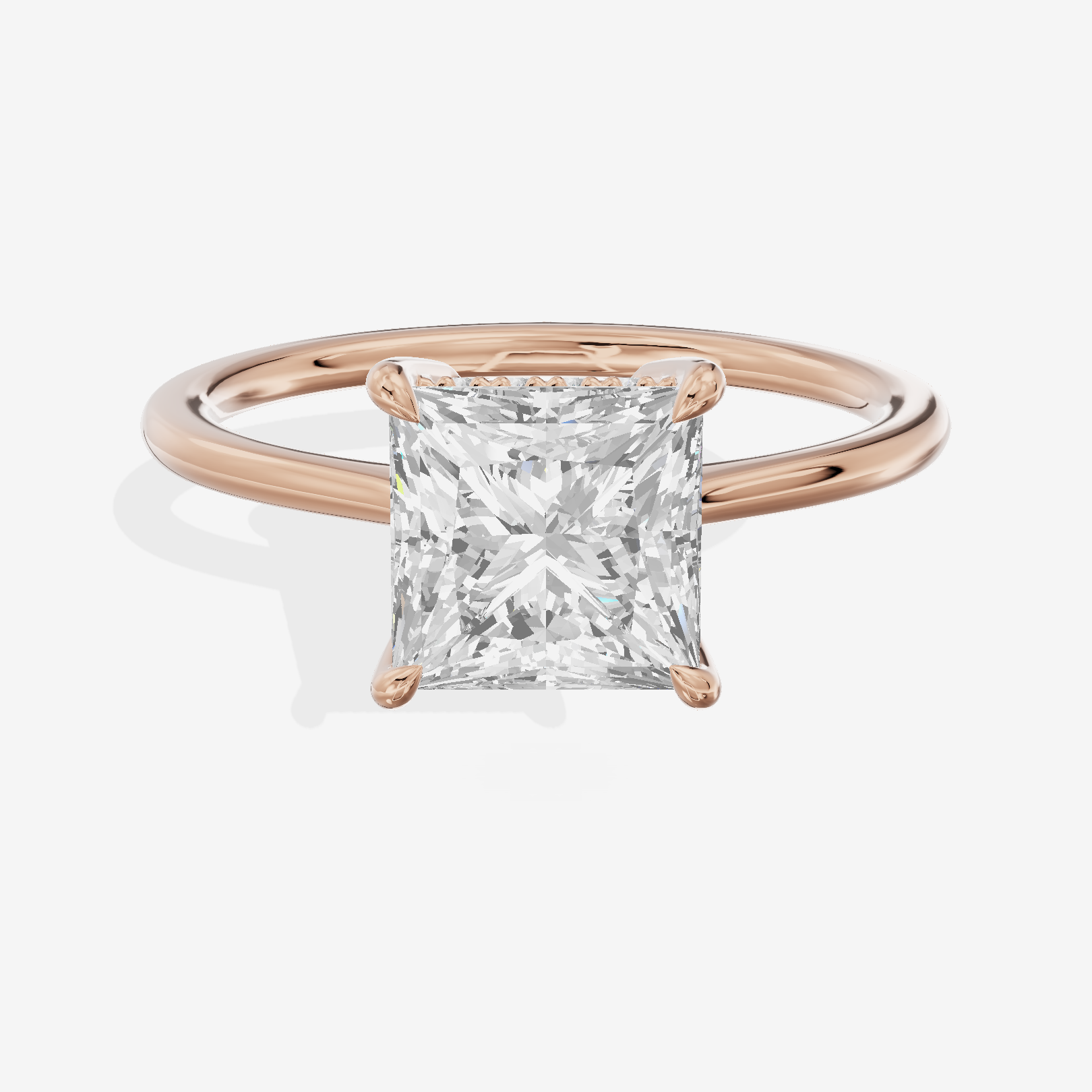 Promezza Hidden Halo Princess Engagement Ring (1/20 ct. tw.) in 18K Rose Gold