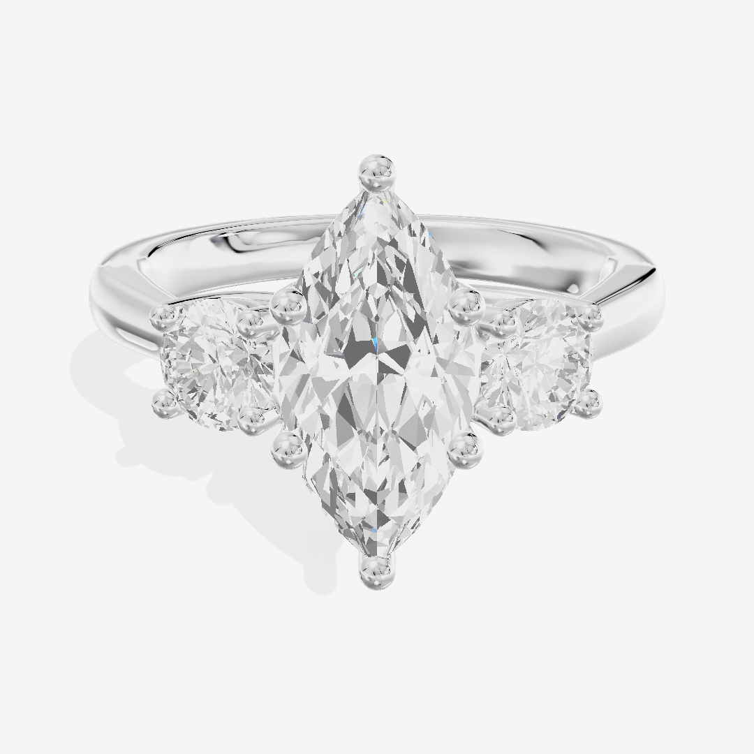 Petite Selenia Three Stone Marquise Engagement Ring (1/3 ct. tw.) in Platinum