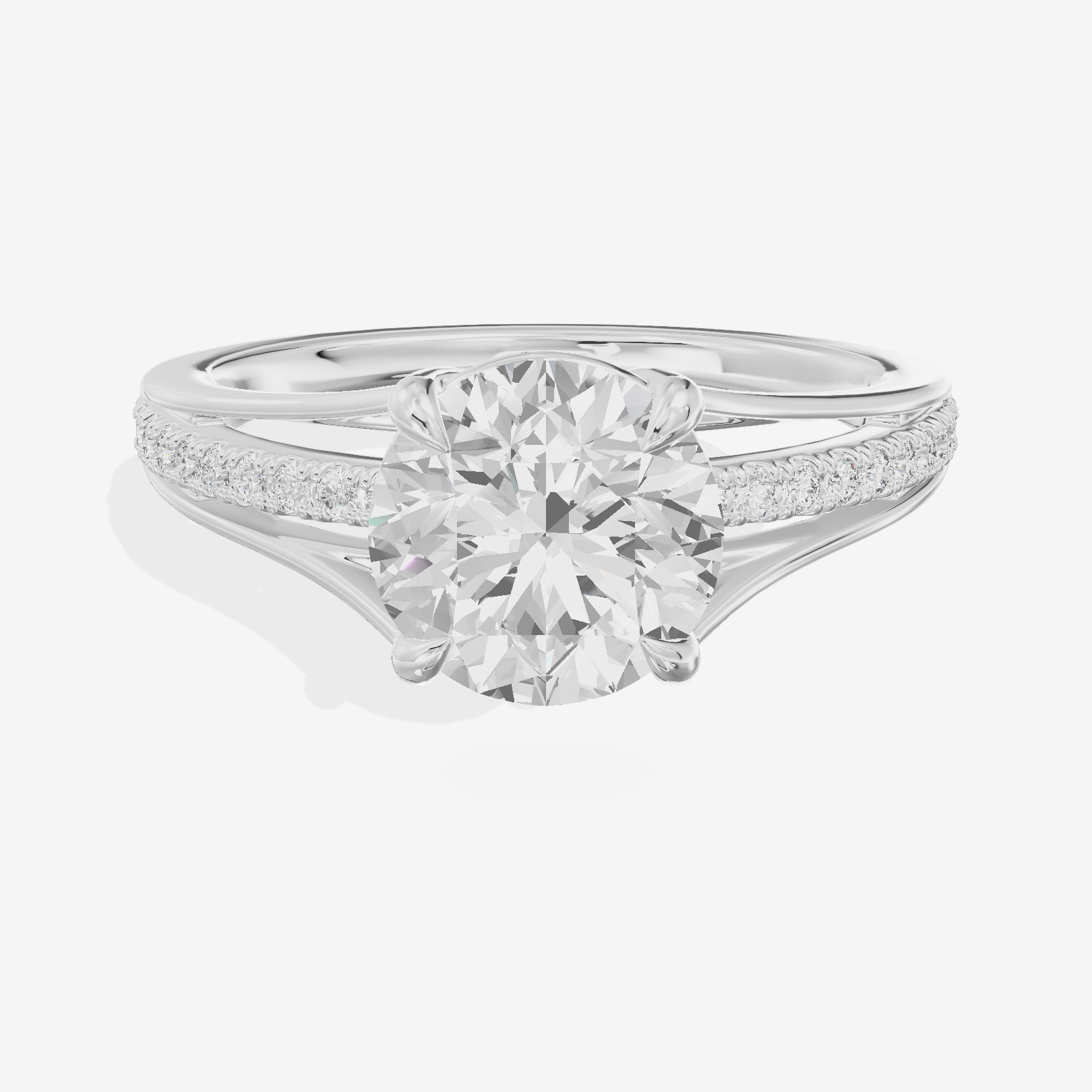 Bowed Coeurine Round Engagement Ring with Side Stones (1/6 ct. tw.) in Platinum