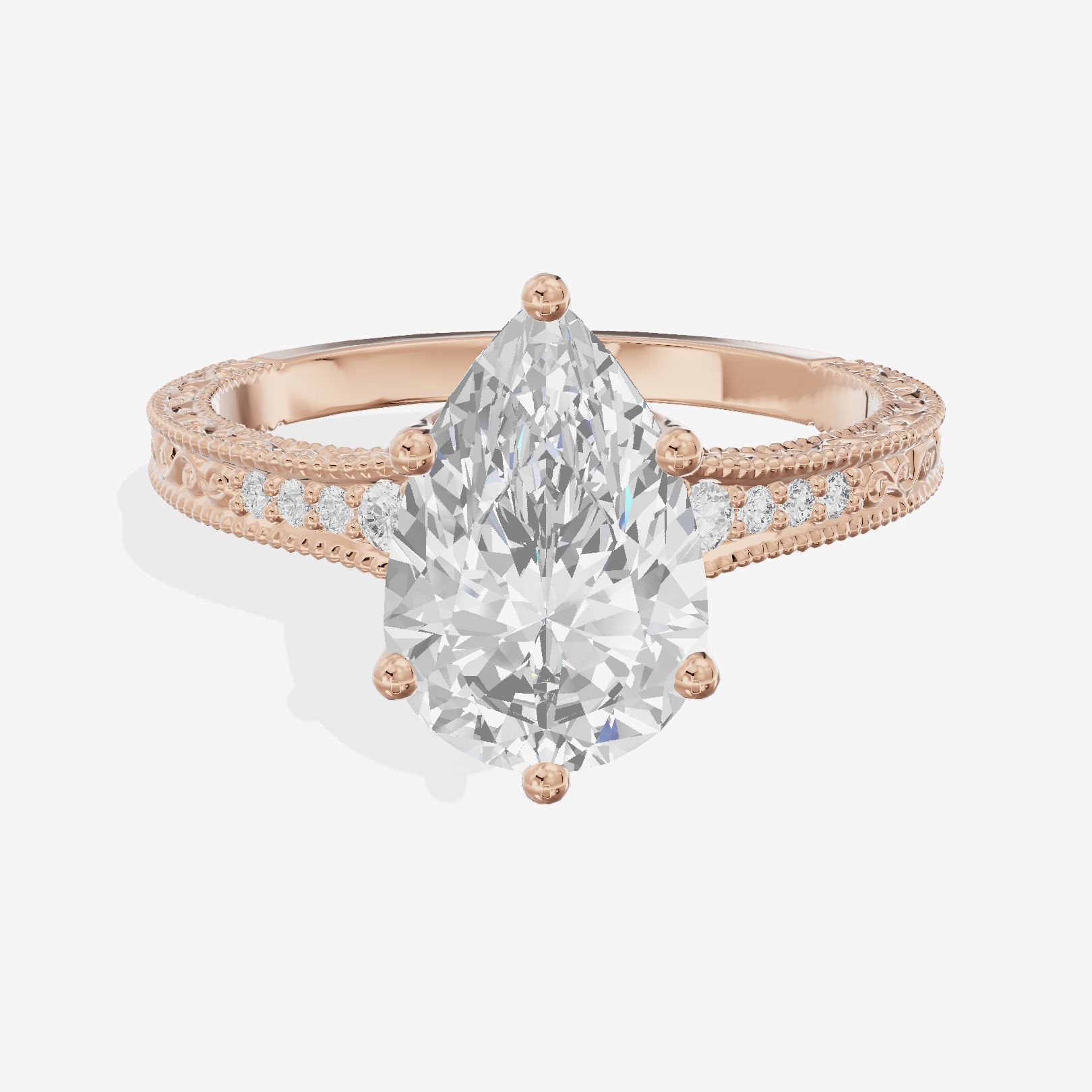 Vintage Sincere Pear Engagement Ring (1/10 ct. tw.) in 18K Rose Gold