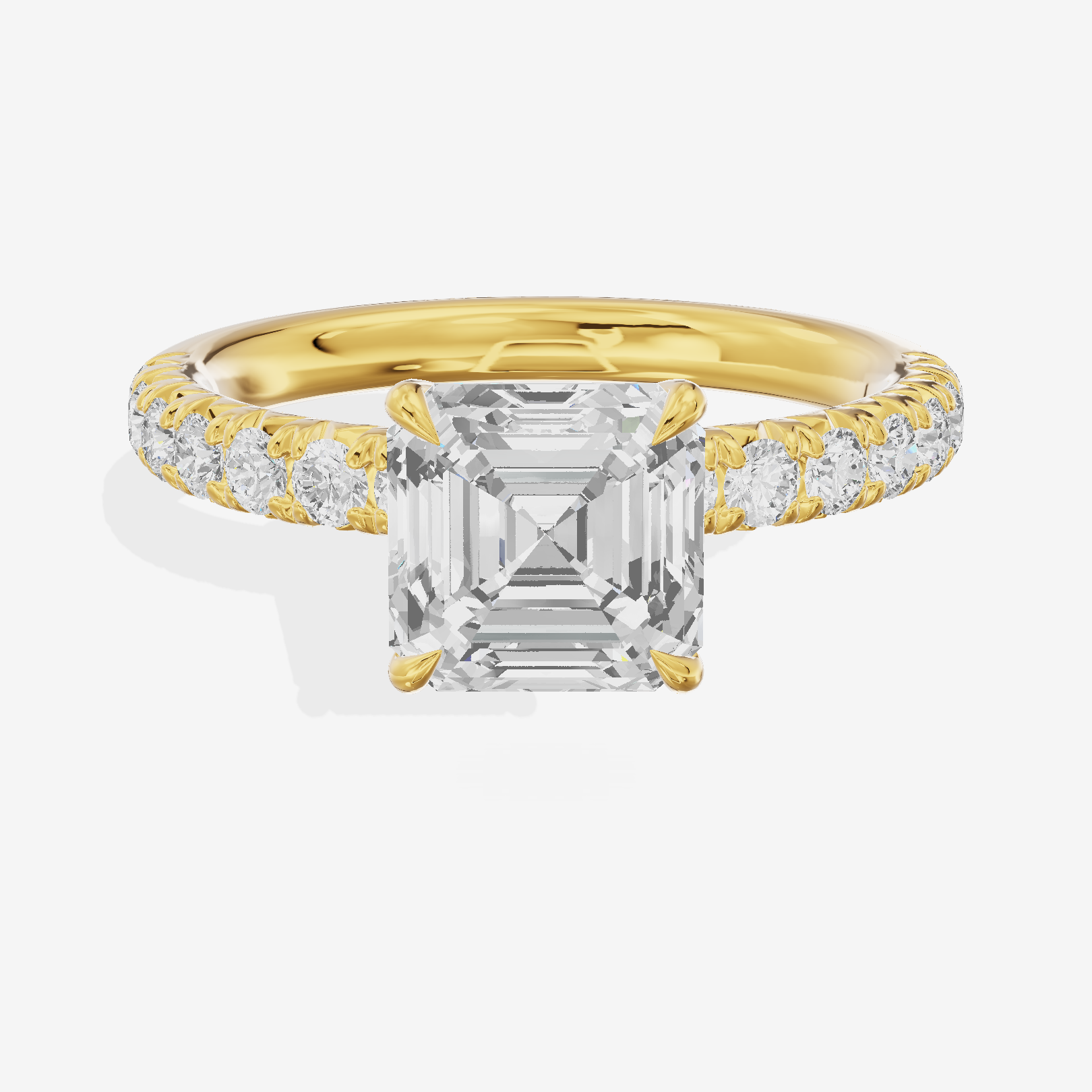 Lustrous Selenia Asscher Engagement Ring with Side Stones (1/4 ct. tw.) in 14K Yellow Gold