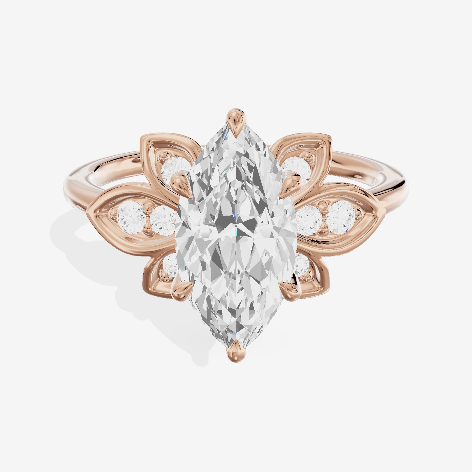 Petite Whisper Marquise Engagement Ring with Side Stones (1/10 ct. tw.) in 14K Rose Gold