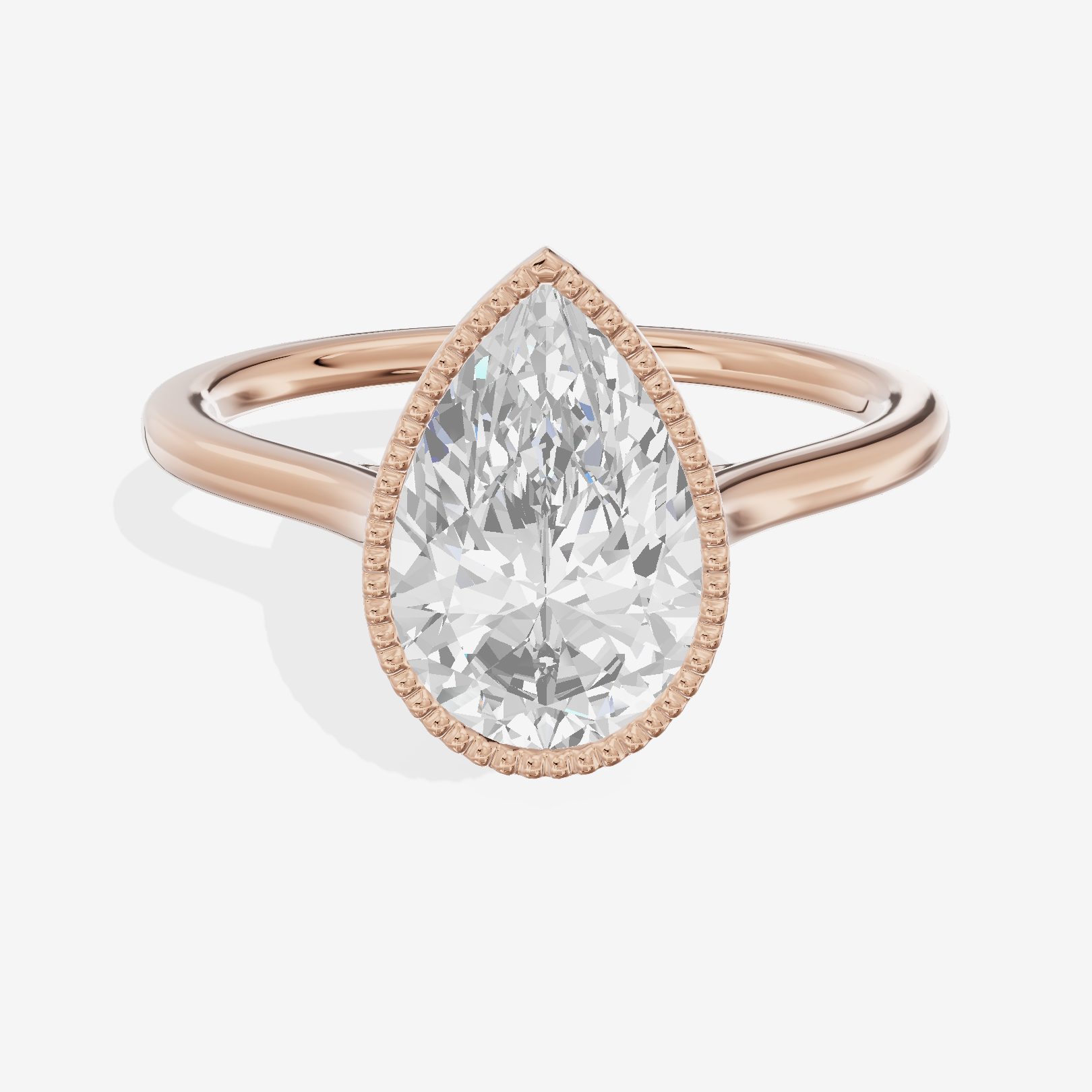 Modern Coeurine 1.5mm Pear Bezel Engagement Ring in 14K Rose Gold