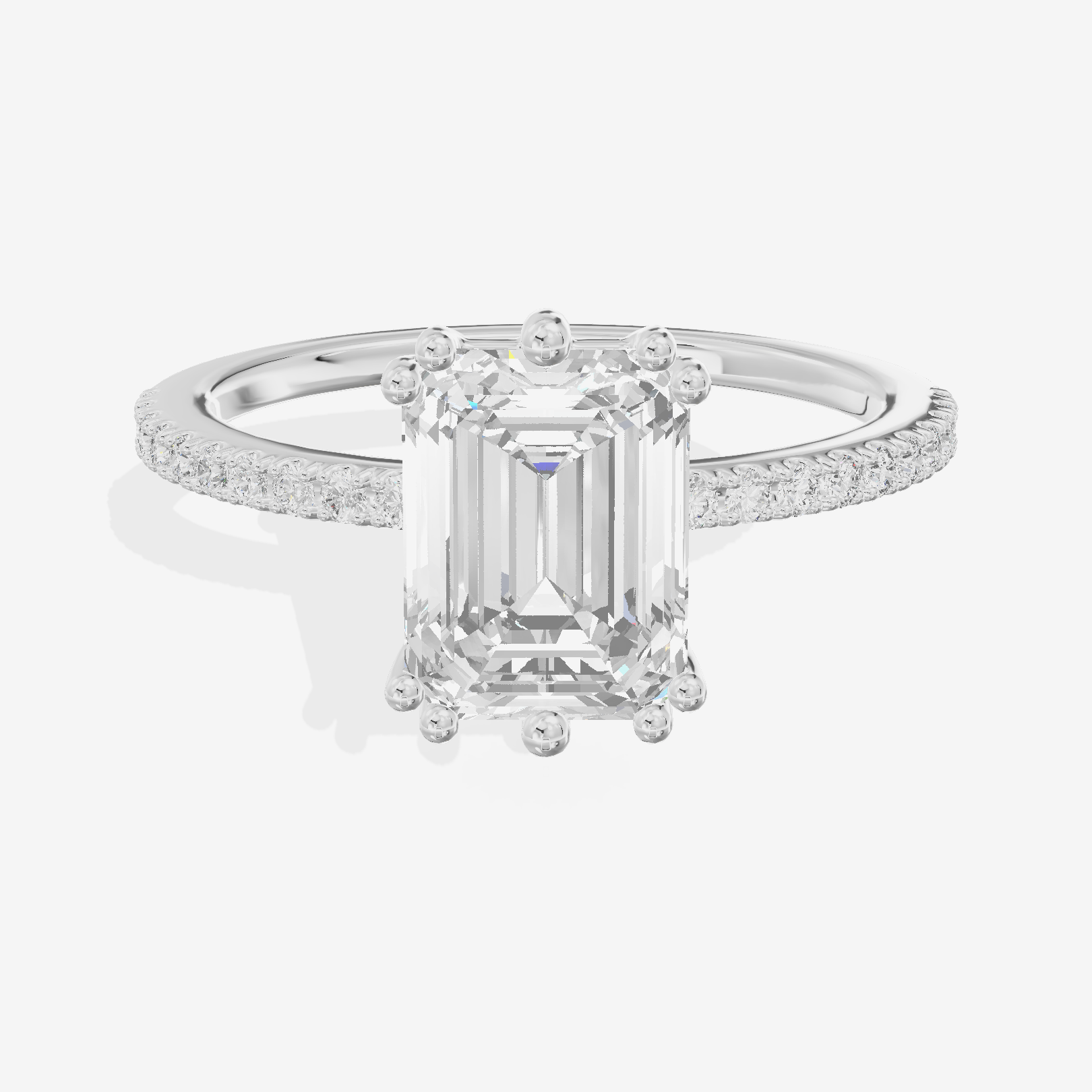 Luxe Mirelle Emerald Hidden Halo Engagement Ring (1/6 ct. tw.) in 14K White Gold