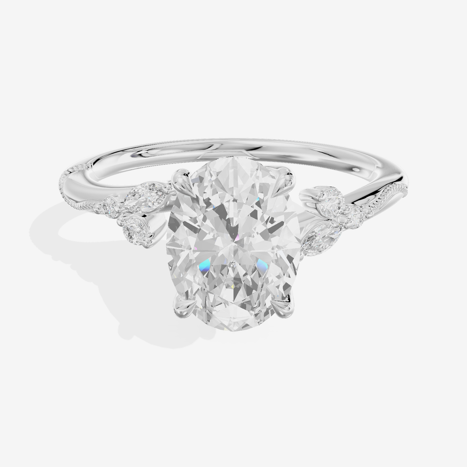 Vintage Lumera Oval Engagement Ring (1/10 ct. tw.) in 18K White Gold