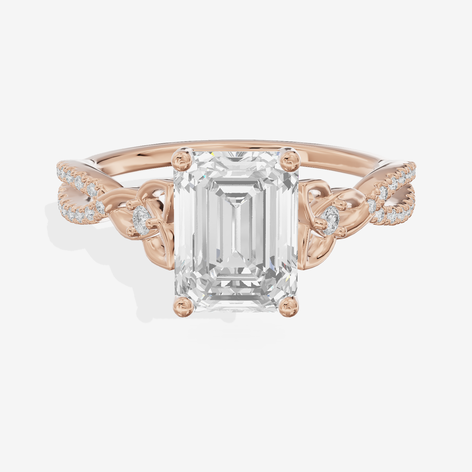 Luxe Sincere Emerald Engagement Ring with Side Stones (1/10 ct. tw.) in 14K Rose Gold