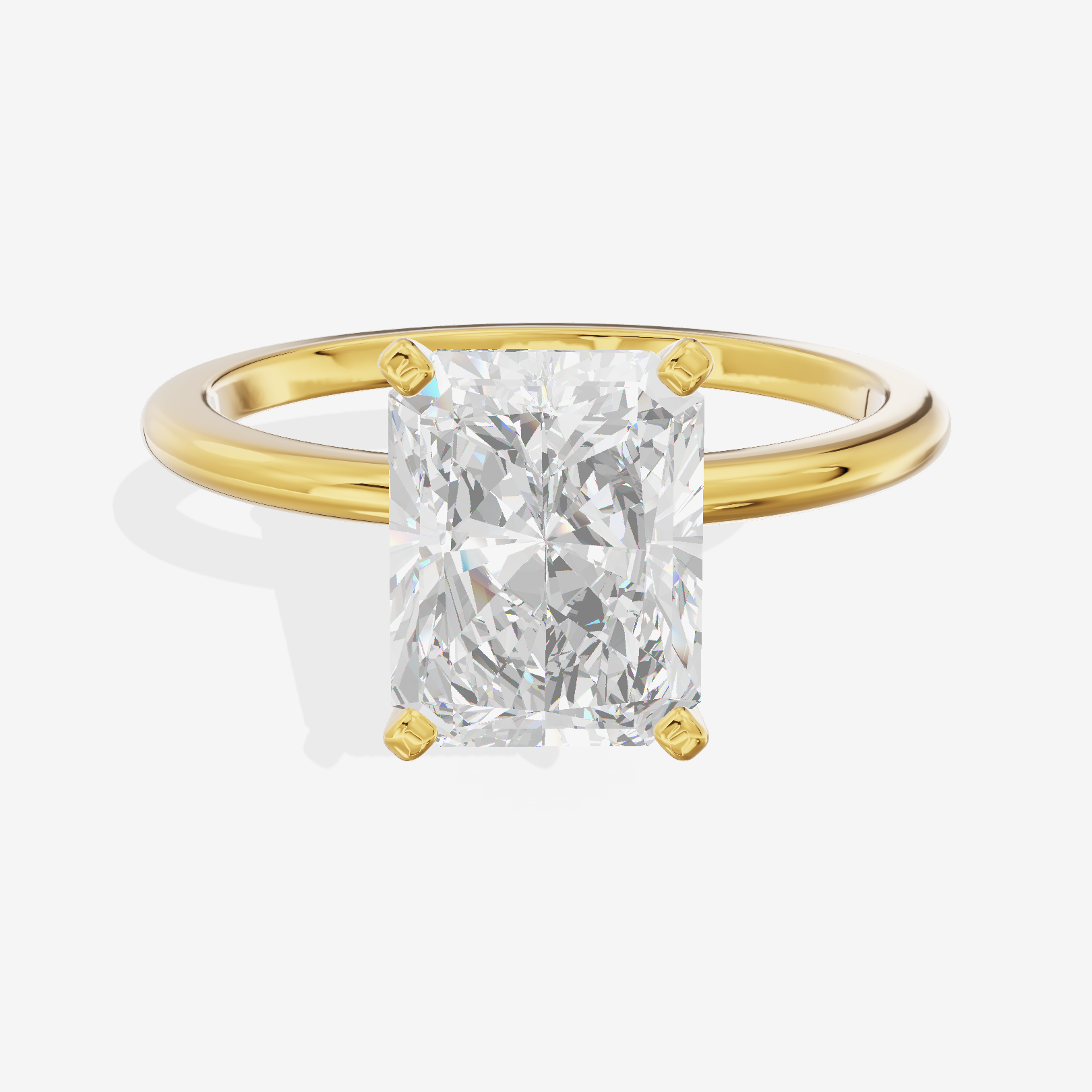 Coeurine 1.5mm Radiant Comfort Fit Engagement Ring in 14K Yellow Gold