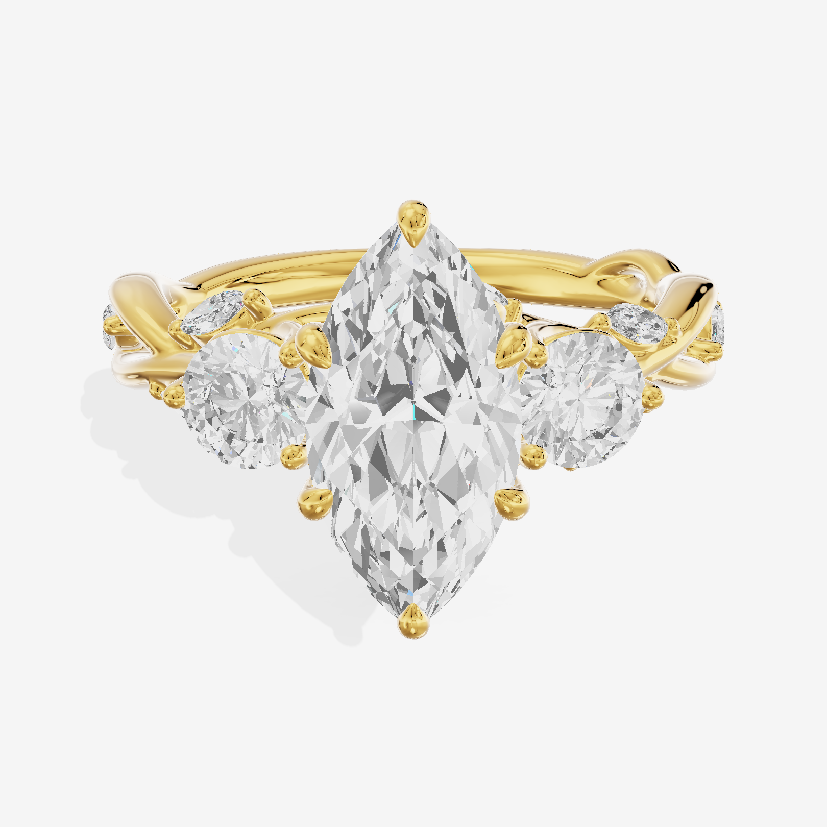 Modern Vowsae Three Stone Marquise Engagement Ring (3/4 ct. tw.) in 18K Yellow Gold
