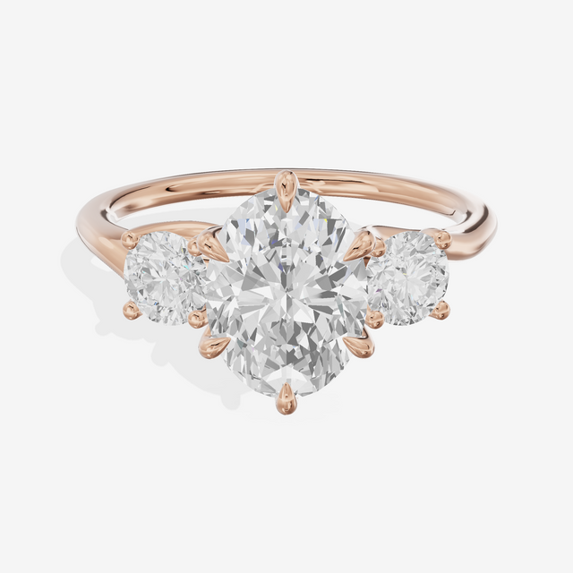 Luxe Vowsae Three Stone Oval Engagement Ring (1/2 ct. tw.) in 18K Rose Gold