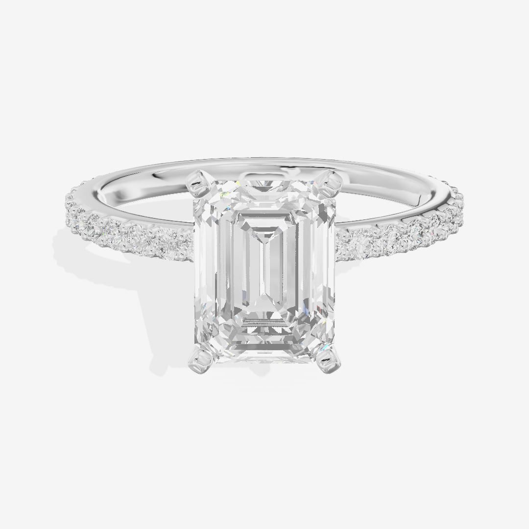 Petite Trellise Emerald Engagement Ring with Side Stones (1/3 ct. tw.) in Platinum