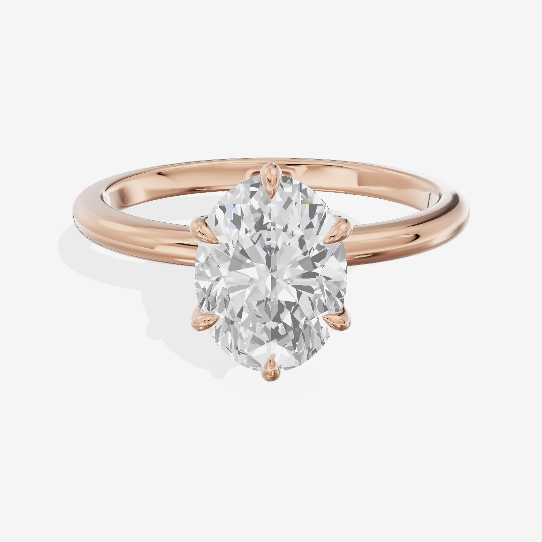 Classic Reverya Oval Hidden Halo Engagement Ring (1/20 ct. tw.) in 14K Rose Gold