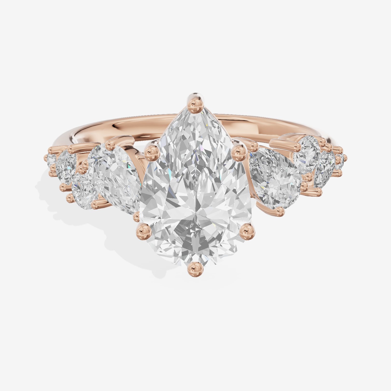Selenia Cathedral 1.5mm Pear Solitaire Engagement Ring in 18K Rose Gold
