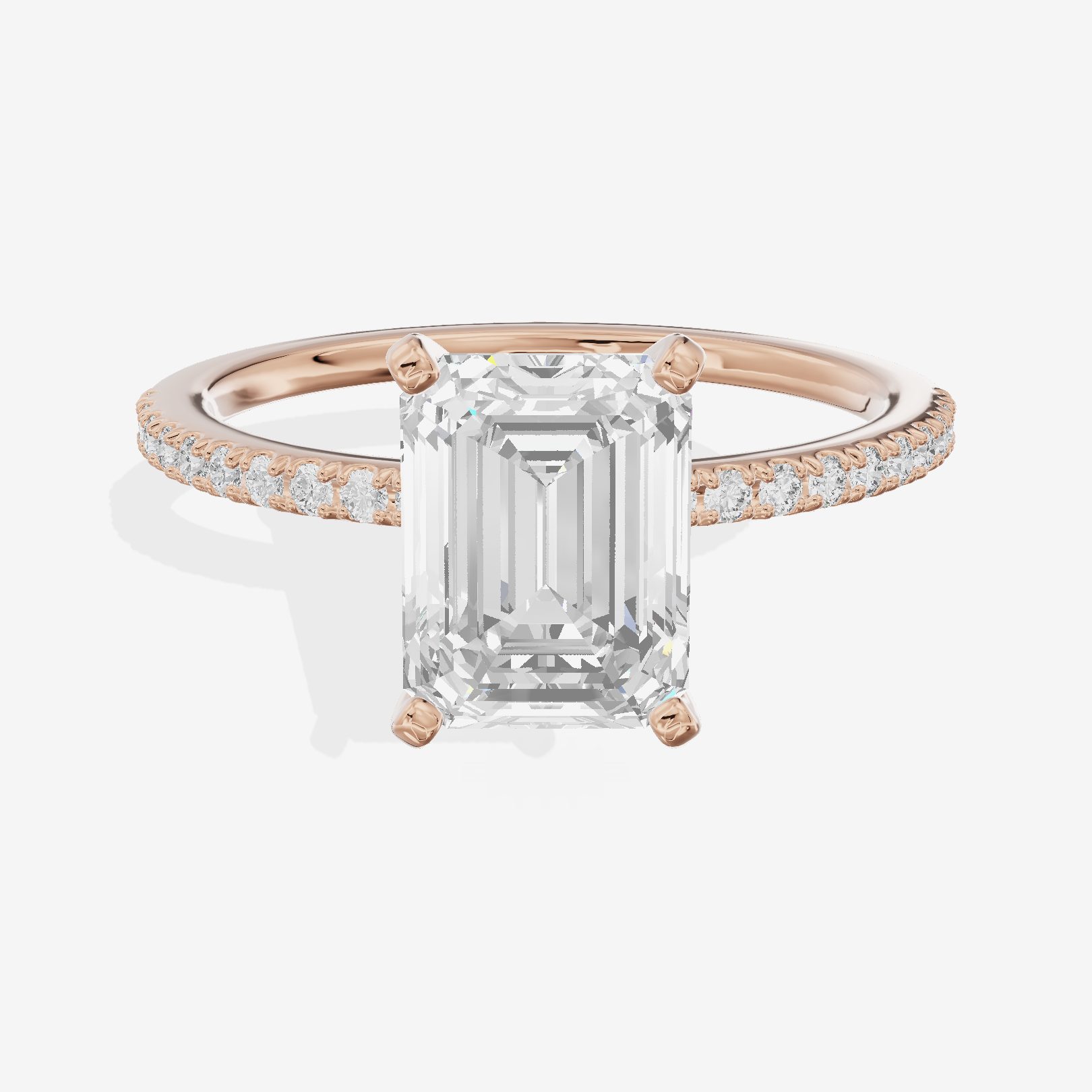 Grand Mayrelle Emerald Engagement Ring with Side Stones (1/8 ct. tw.) in 14K Rose Gold