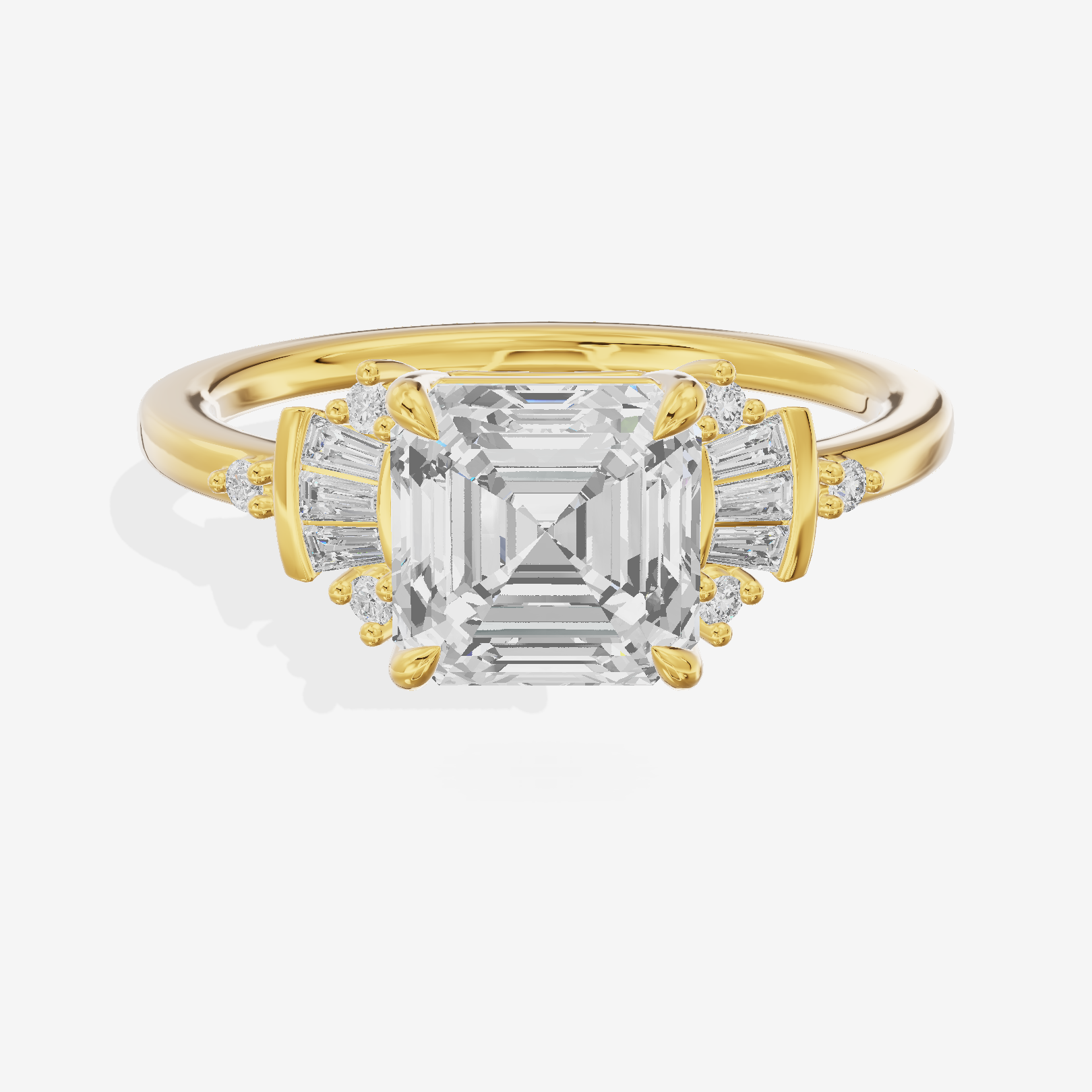 Petite Trellise Asscher Engagement Ring with Side Stones (1/3 ct. tw.) in 18K Yellow Gold