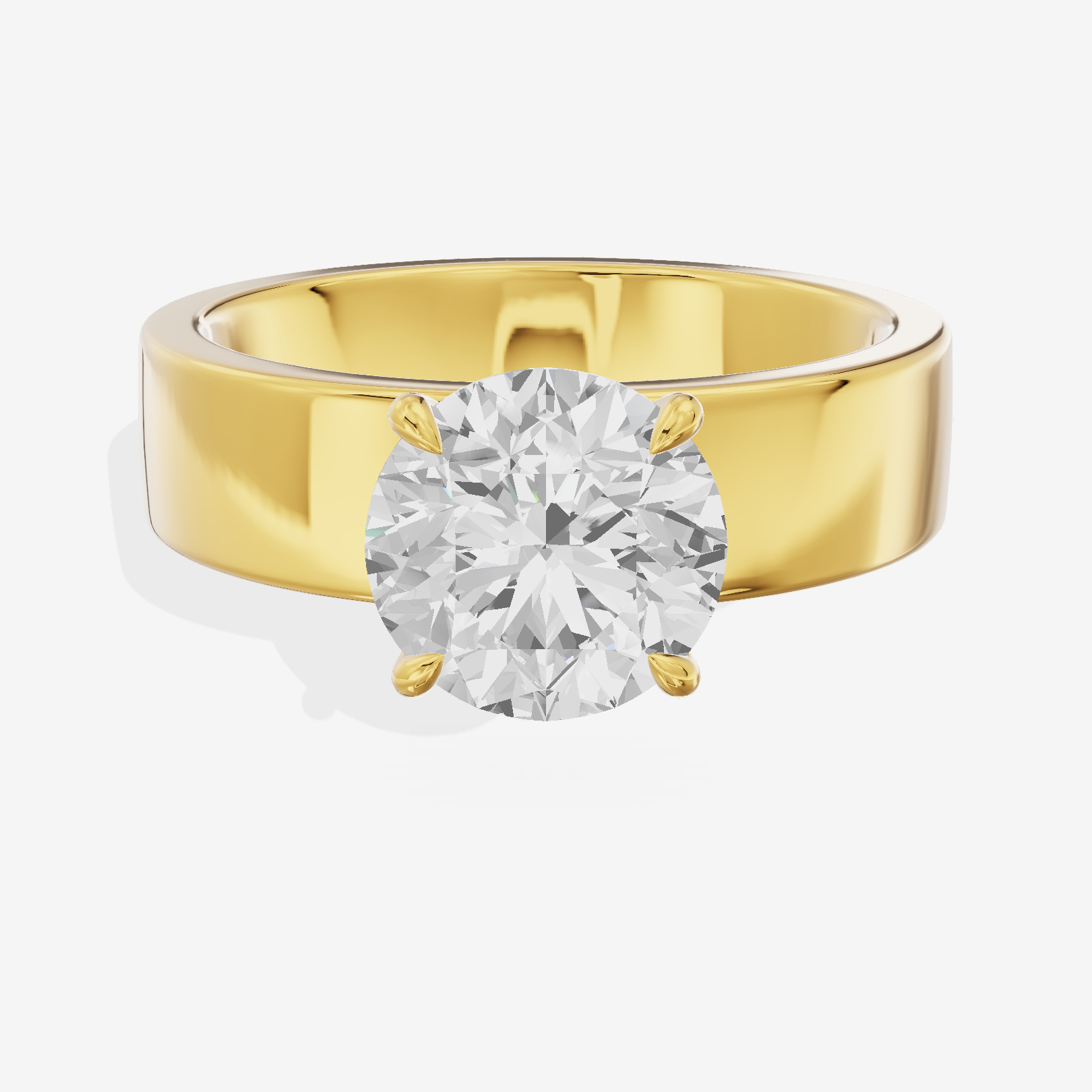 Lustrous Promezza Round Engagement Ring with Side Stones (1/20 ct. tw.) in 14K Yellow Gold