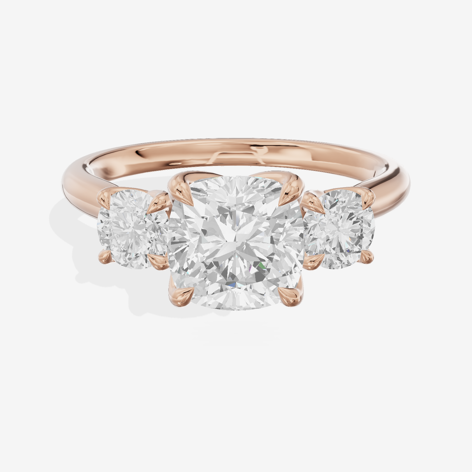 Eternal Sincere Three Stone Cushion Engagement Ring (1/2 ct. tw.) in 14K Rose Gold