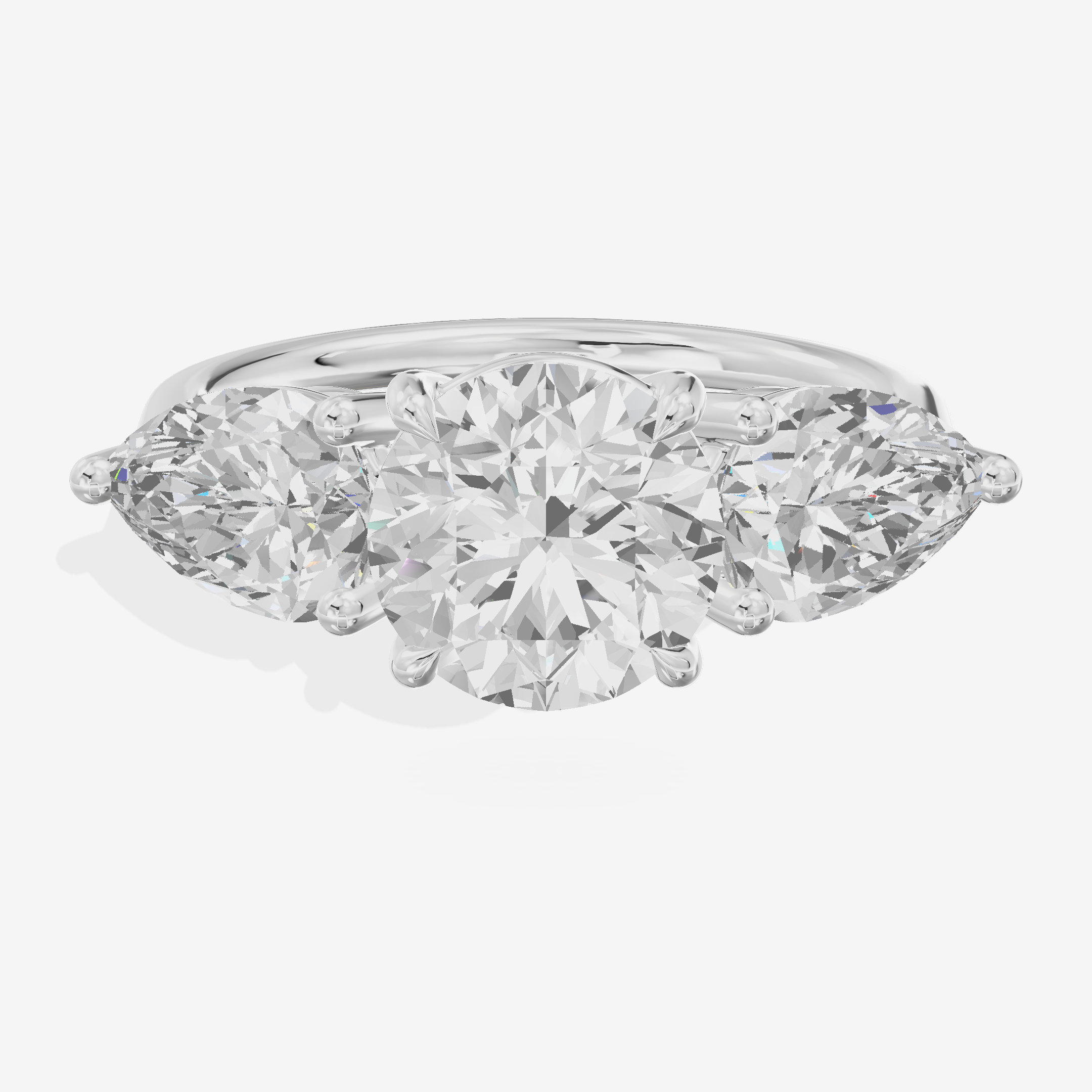 Luxe Heartline Three Stone Round Engagement Ring (3/4 ct. tw.) in 14K White Gold