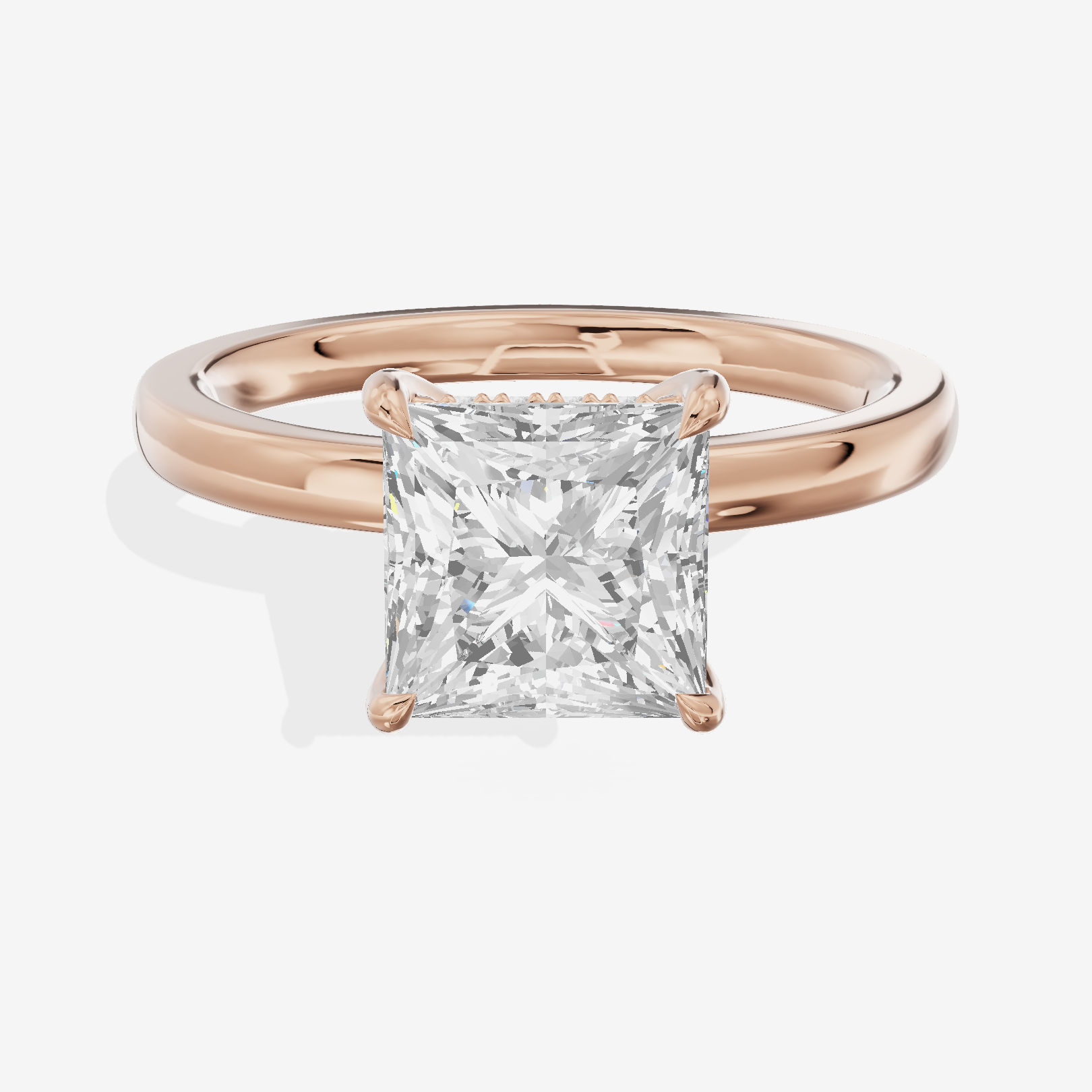 Grand Lumera Princess Engagement Ring with Side Stones (3/4 ct. tw.) in 18K Rose Gold