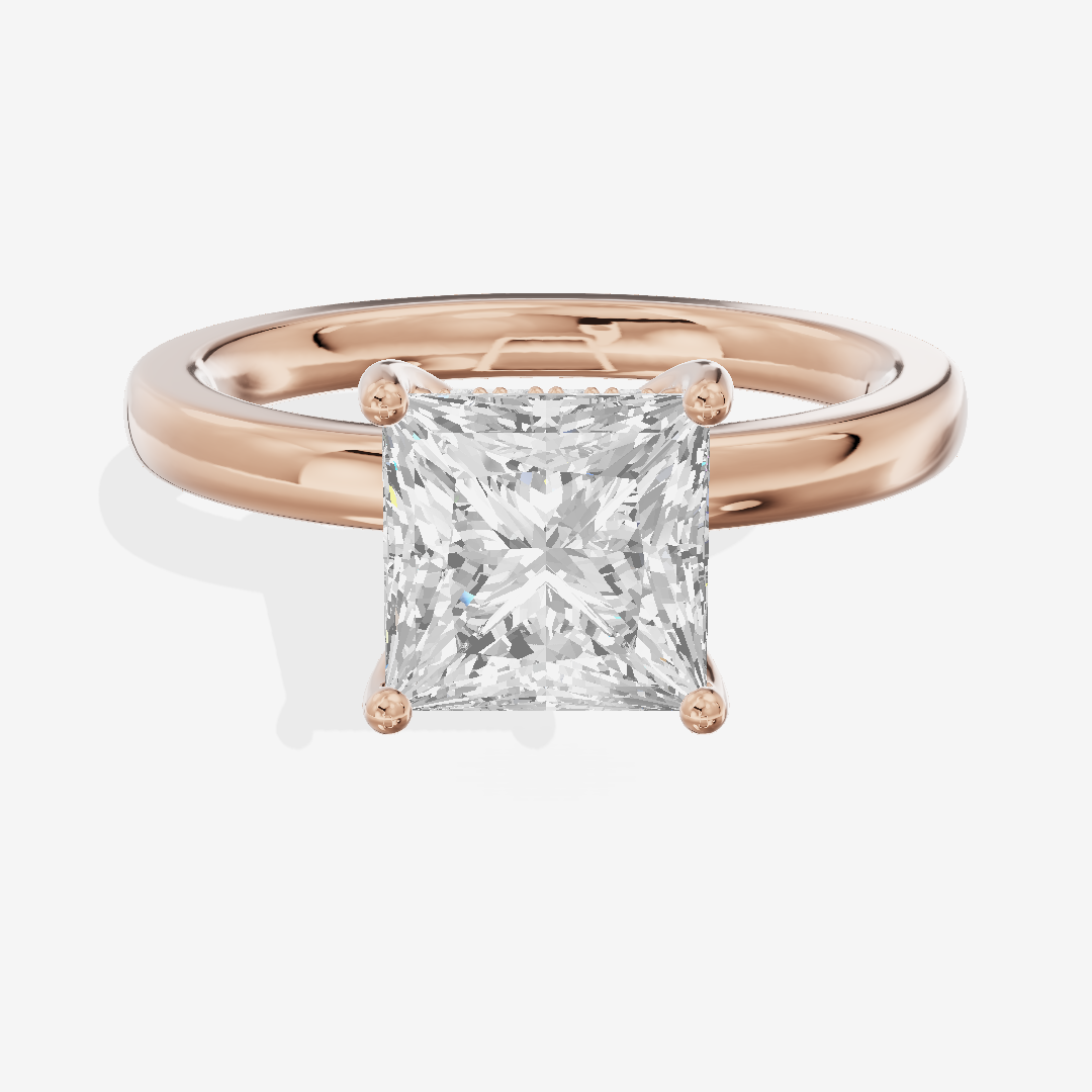 Reverya Princess Hidden Halo Engagement Ring (1/15 ct. tw.) in 18K Rose Gold