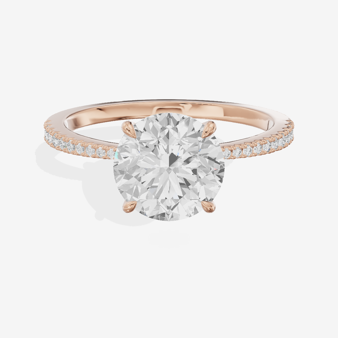 Grand Tender Round Engagement Ring with Side Stones (1/8 ct. tw.) in 14K Rose Gold