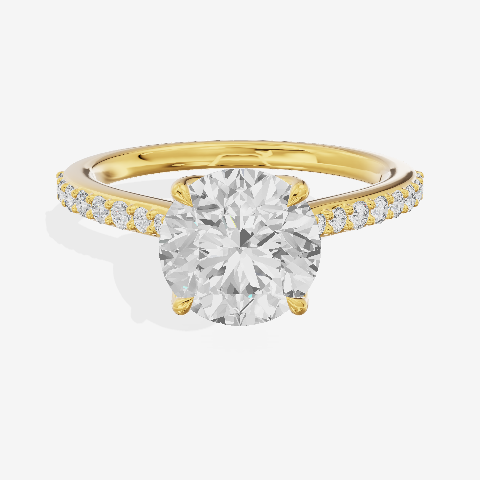 Petite Aurea Round Engagement Ring with Side Stones (1/6 ct. tw.) in 14K Yellow Gold