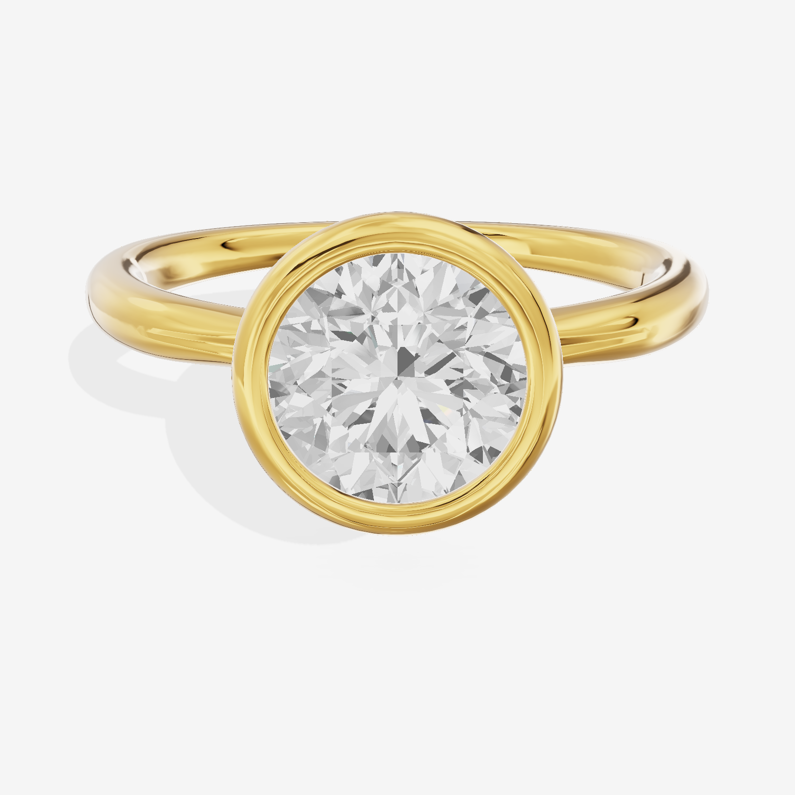 Coeurine Bezel 2mm Round Solitaire Engagement Ring in 14K Yellow Gold