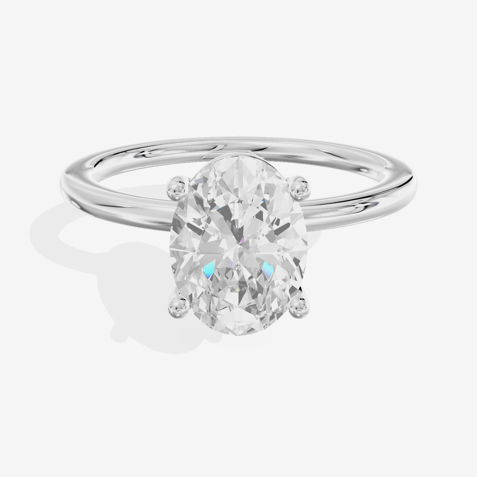 Selenia Solitaire 1.5mm Oval Engagement Ring in 18K White Gold